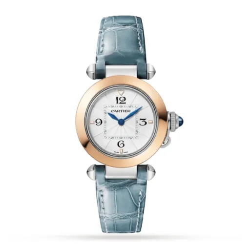 Cartier Pasha de Cartier Women Quartz Silver Stainless Steel 18ct Rose Gold Watch W2PA0007
