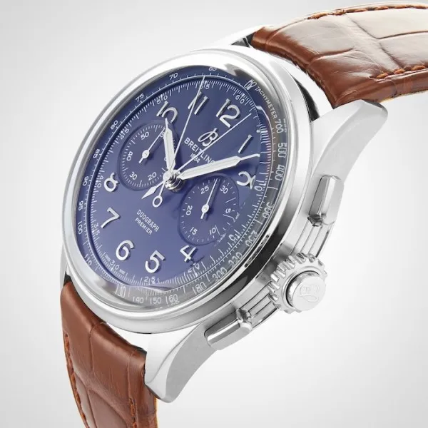 Breitling Premier Men Blue Alligator Watch AB1510171C1P1