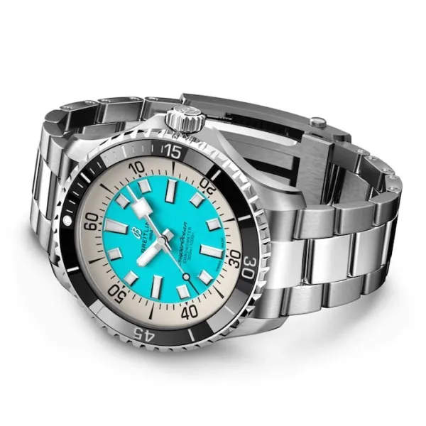 Breitling Superocean Men Automatic Turquoise Stainless Steel Watch A17376211L2A1