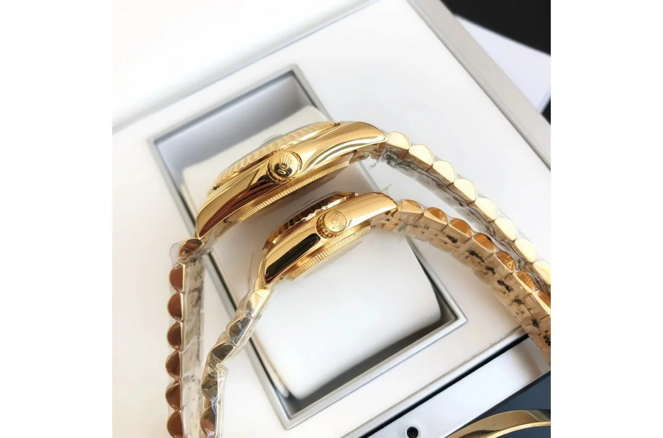 Couple Watches Rolex Datejust 36/28mm RG/RG Jub Black/Dial