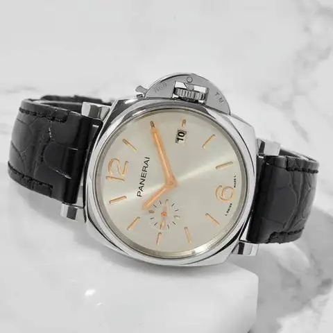 Panerai Luminor Due Men Automatic Ivory Alligator Watch PAM01249