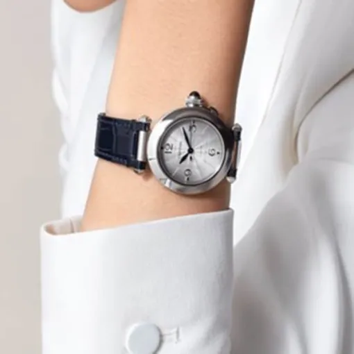 Cartier Pasha de Cartier Women Automatic Silver Alligator Watch WSPA0012