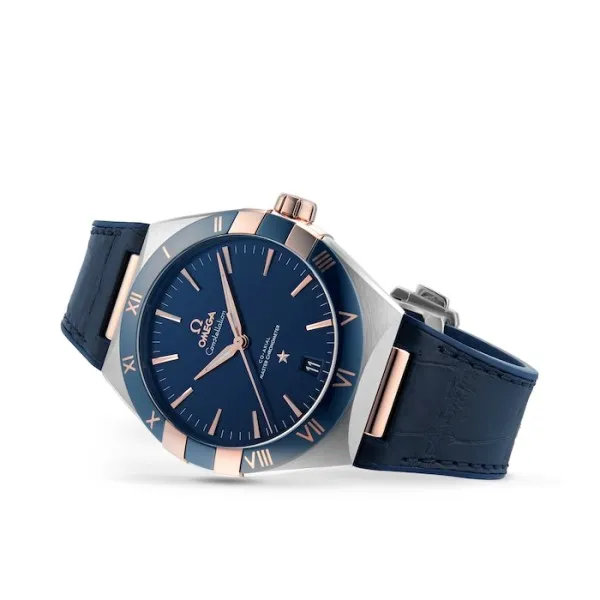 Omega Constellation Men Automatic Blue Leather Watch O13123412103001
