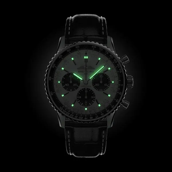 Breitling Navitimer Men Automatic Silver Alligator Watch AB0138241G1P1