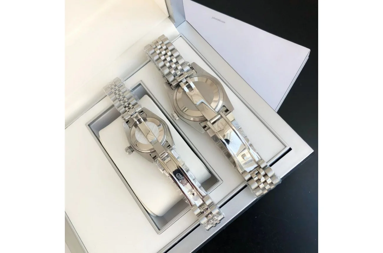Couple Watches Rolex Datejust 36/28mm SS/SS Jub Black/Dial