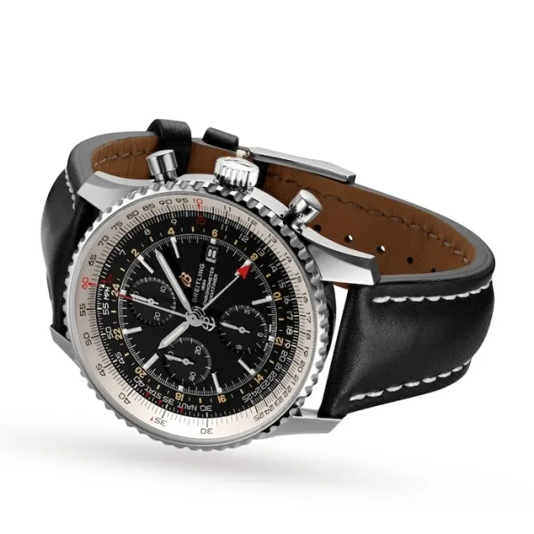 Breitling Navitimer Men Automatic Black Leather Watch A24322121B2X1