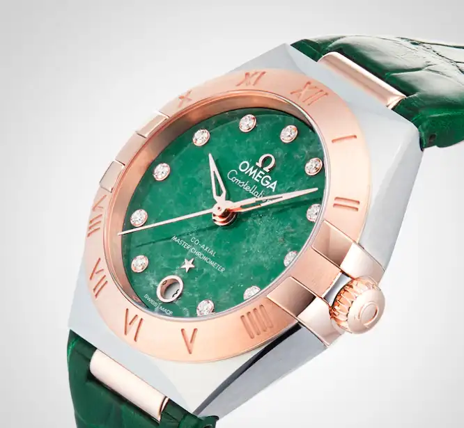 Omega Constellation Women Automatic Green Leather Watch O13123292099001