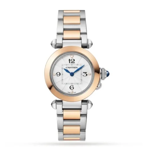 Cartier Pasha de Cartier Women Quartz Silver Stainless Steel 18ct Rose Gold Watch W2PA0007