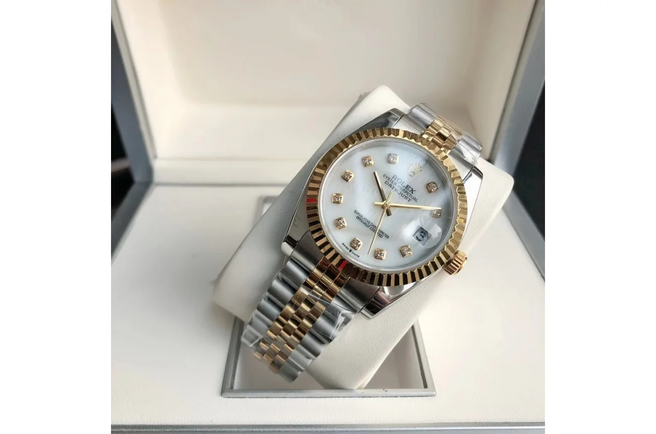 Couple Watches Rolex Datejust 36/28mm RG/SS Jub White/Dial