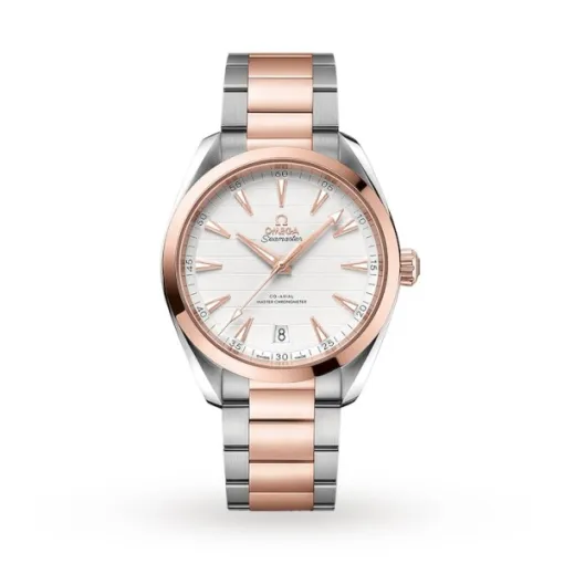 Omega Seamaster Aqua Terra Men Automatic Silver Stainless Steel 18ct Rose Gold Watch O22020412102001