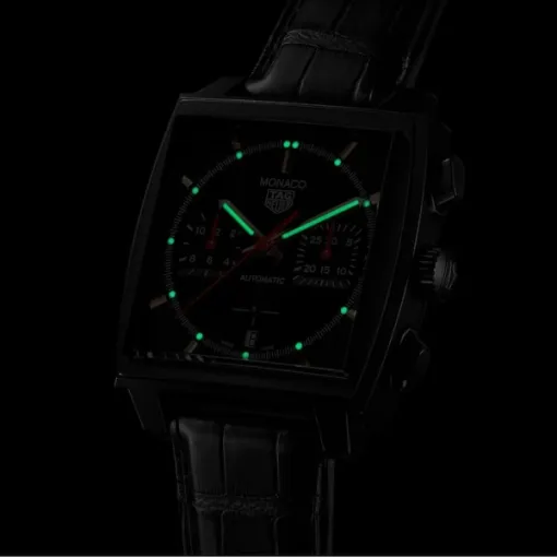 TAG Heuer Monaco Men Automatic Black Alligator Watch CBL2180.FC6497