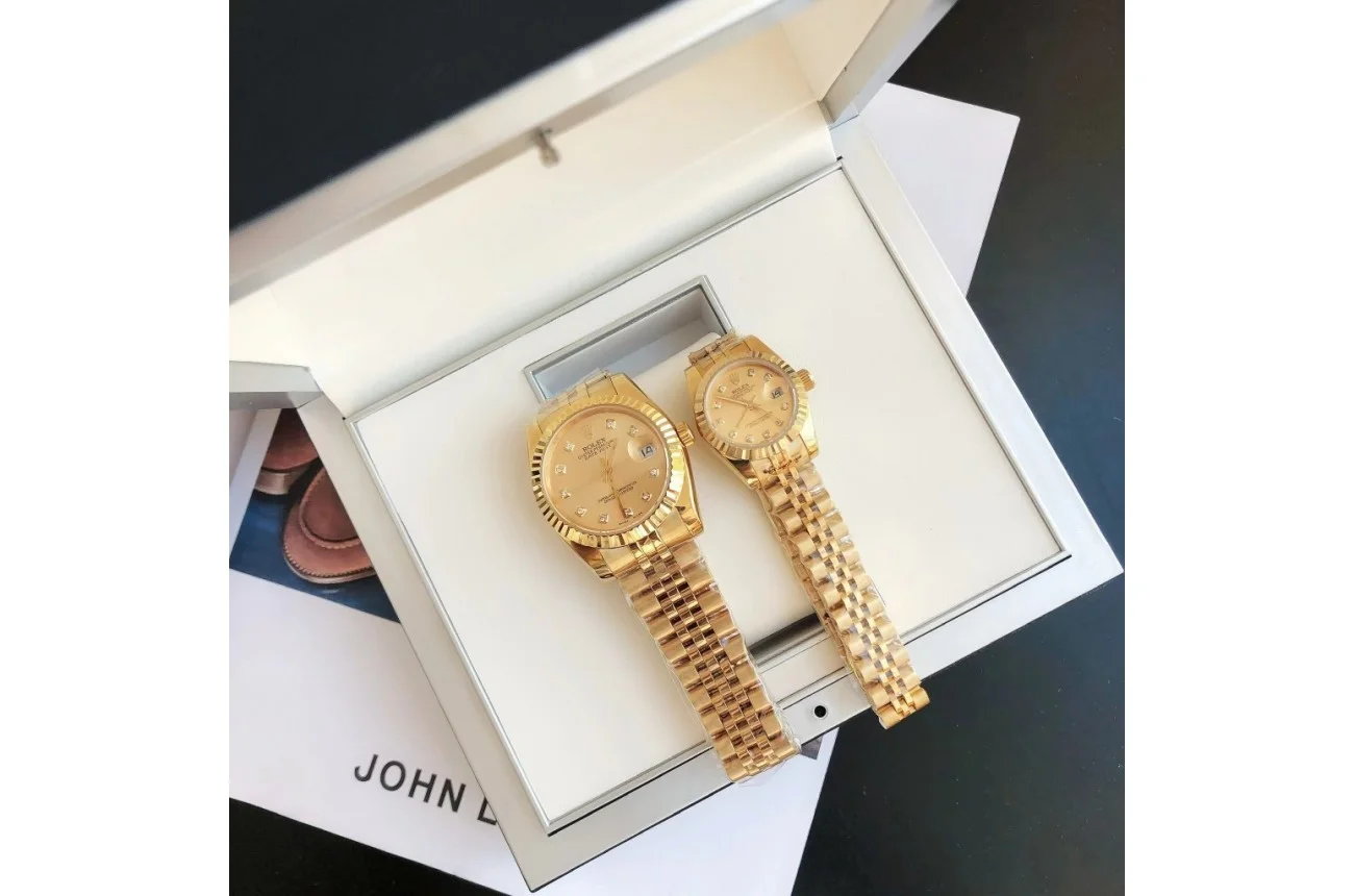 Couple Watches Rolex Datejust 36/28mm RG/RG Jub Gold/Dial