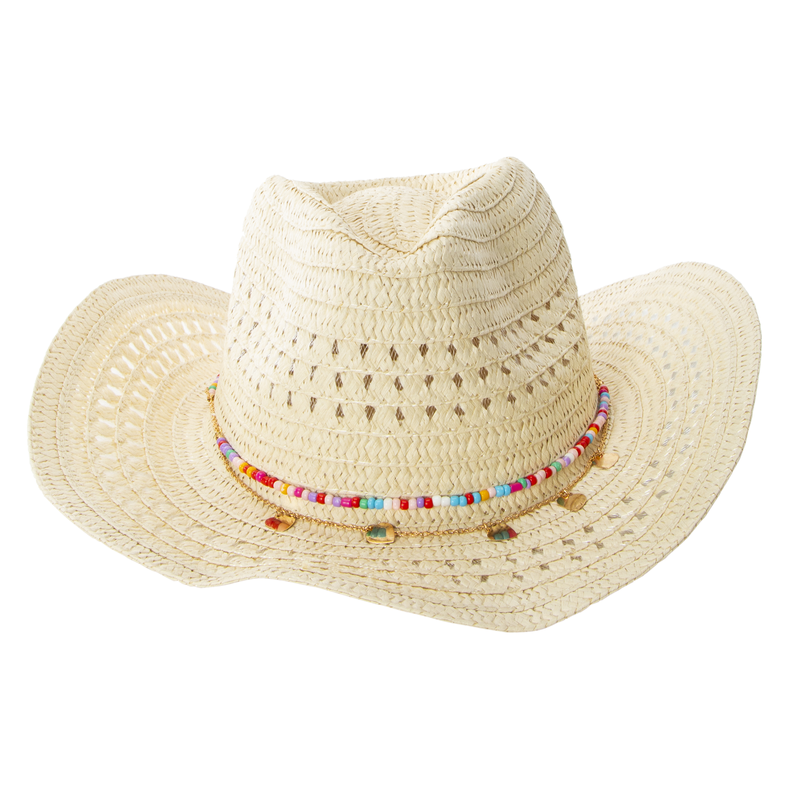 Straw Cowboy Hat With Beads