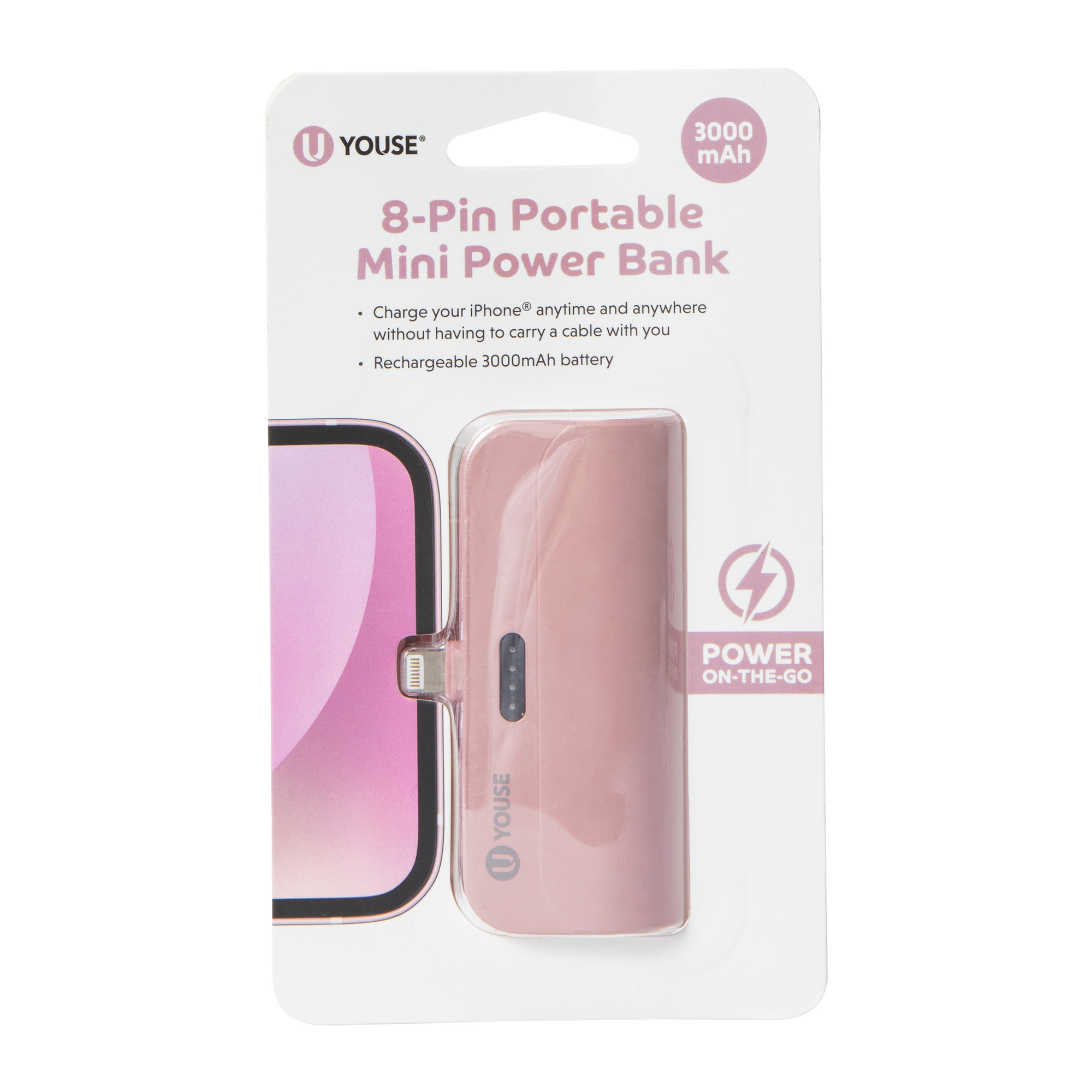 3,000mAh 8-Pin Rechargeable Mini Power Bank