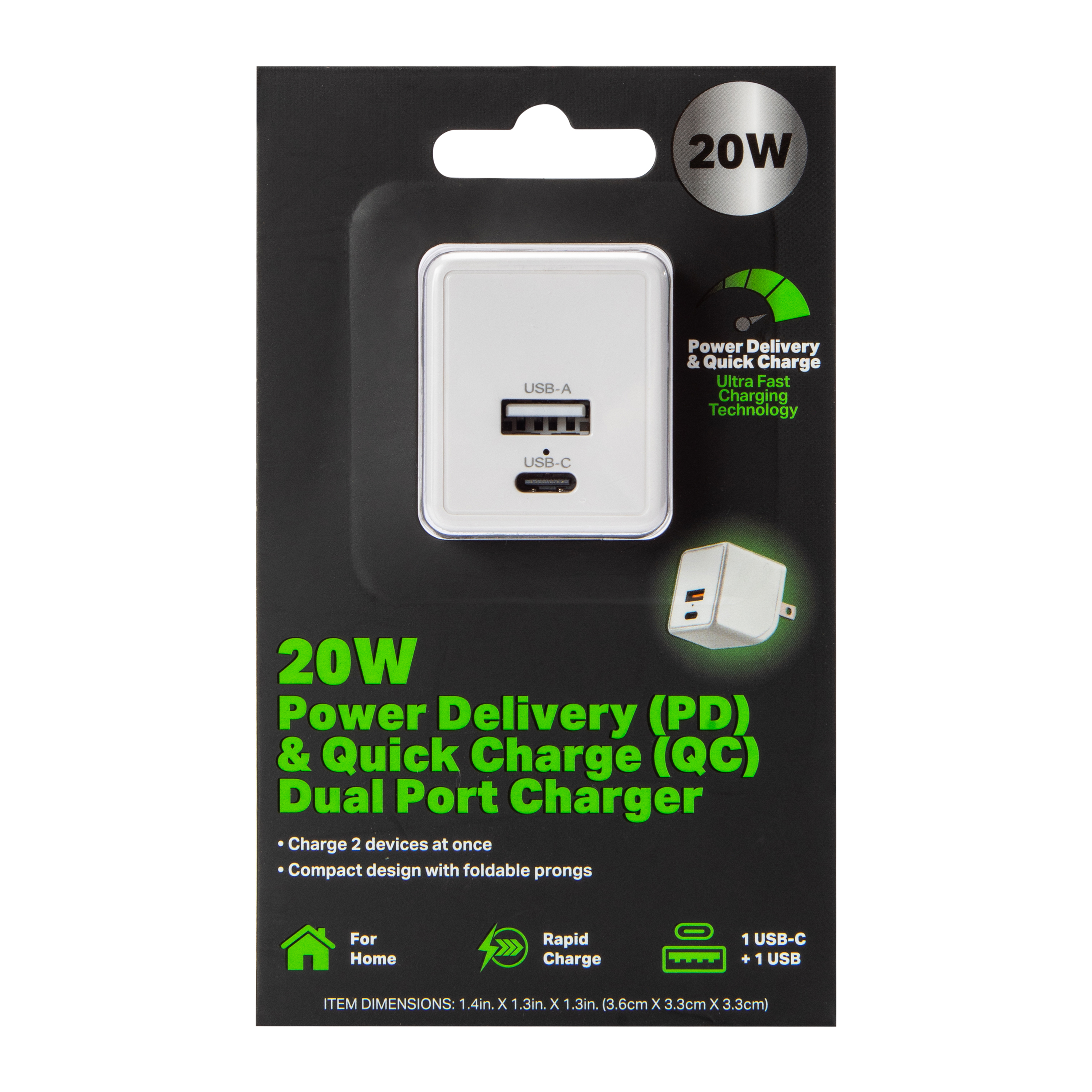 20W Power Delivery & Quick Charge Dual Port Wall Charger