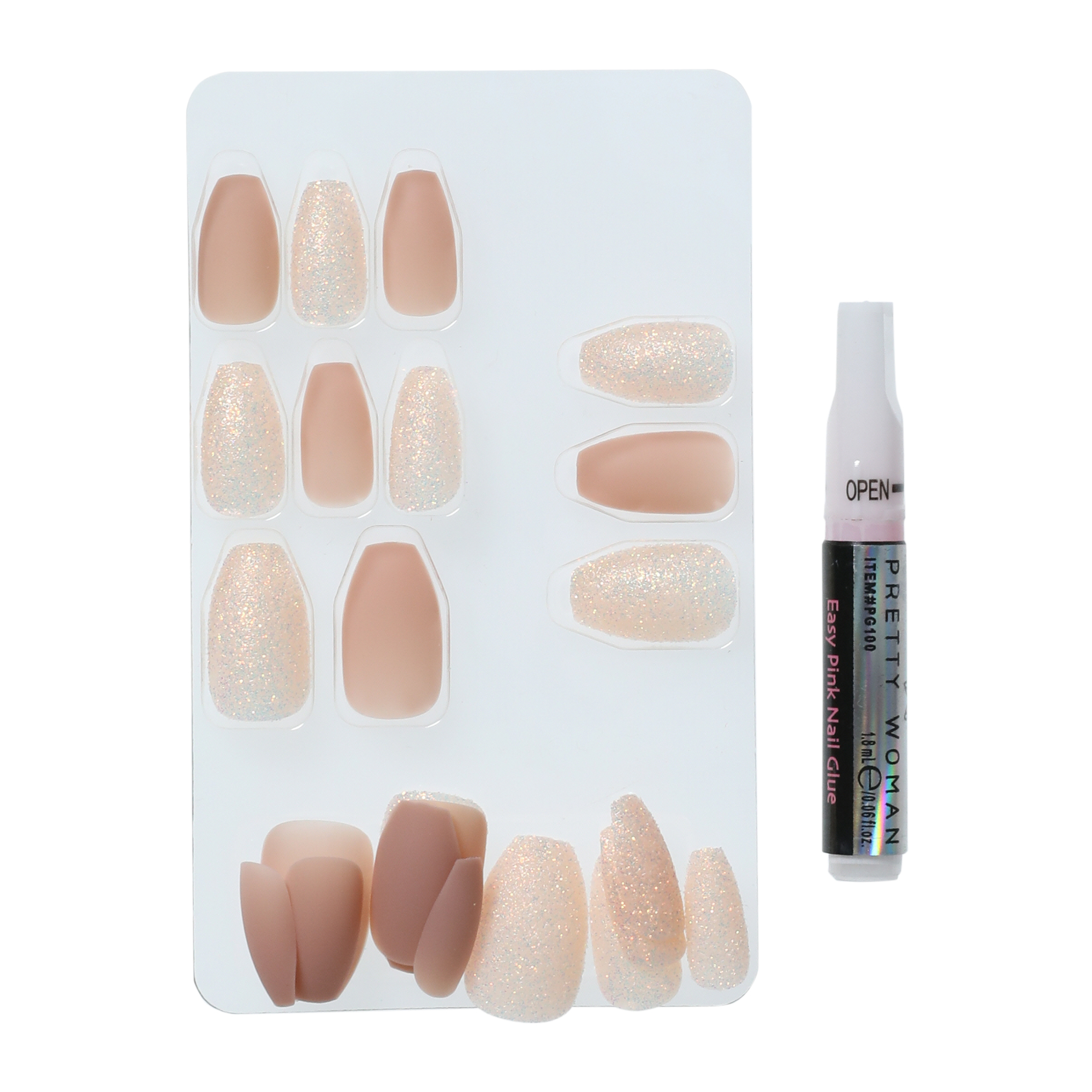 pretty woman faux nails 24-piece set with nail glue