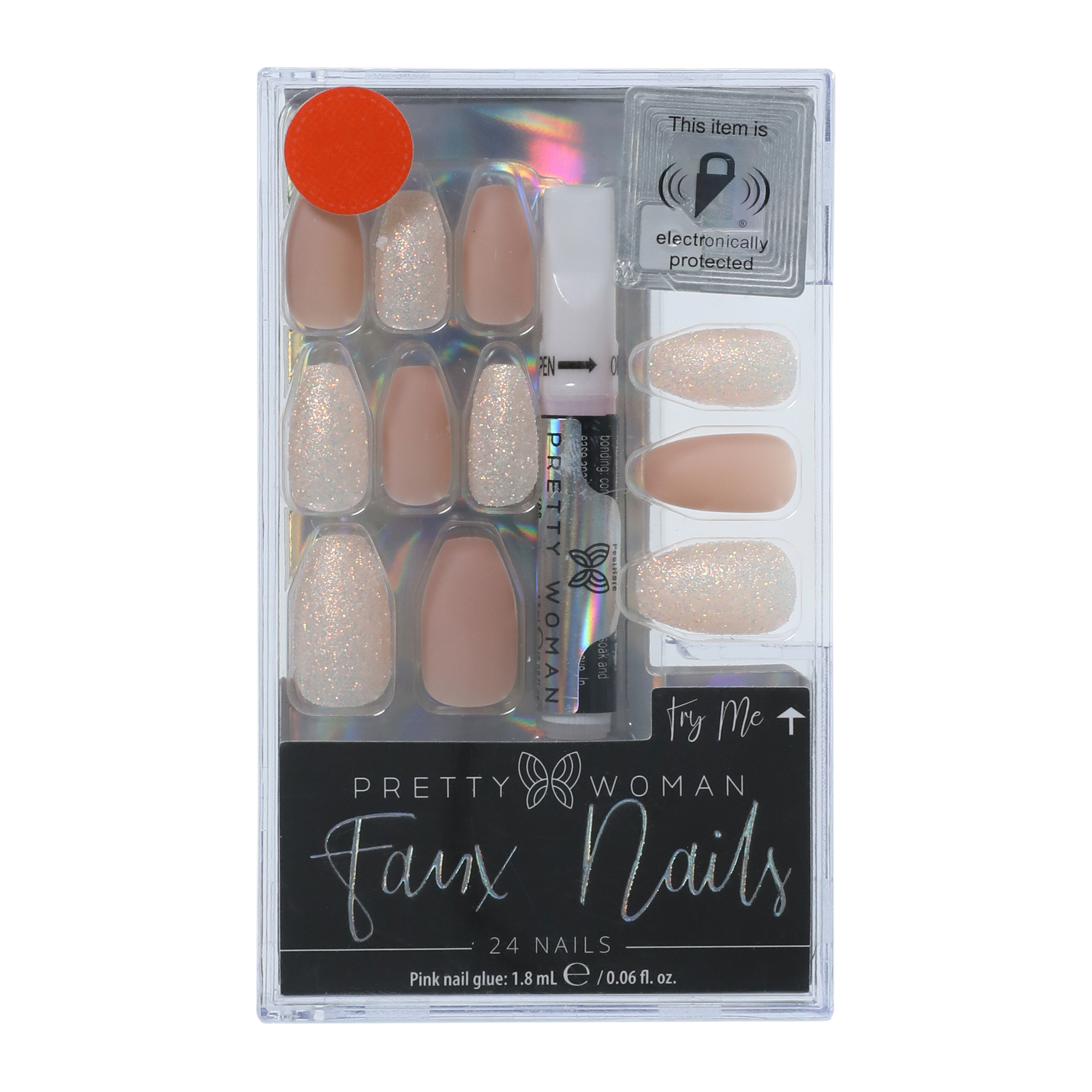 pretty woman faux nails 24-piece set with nail glue