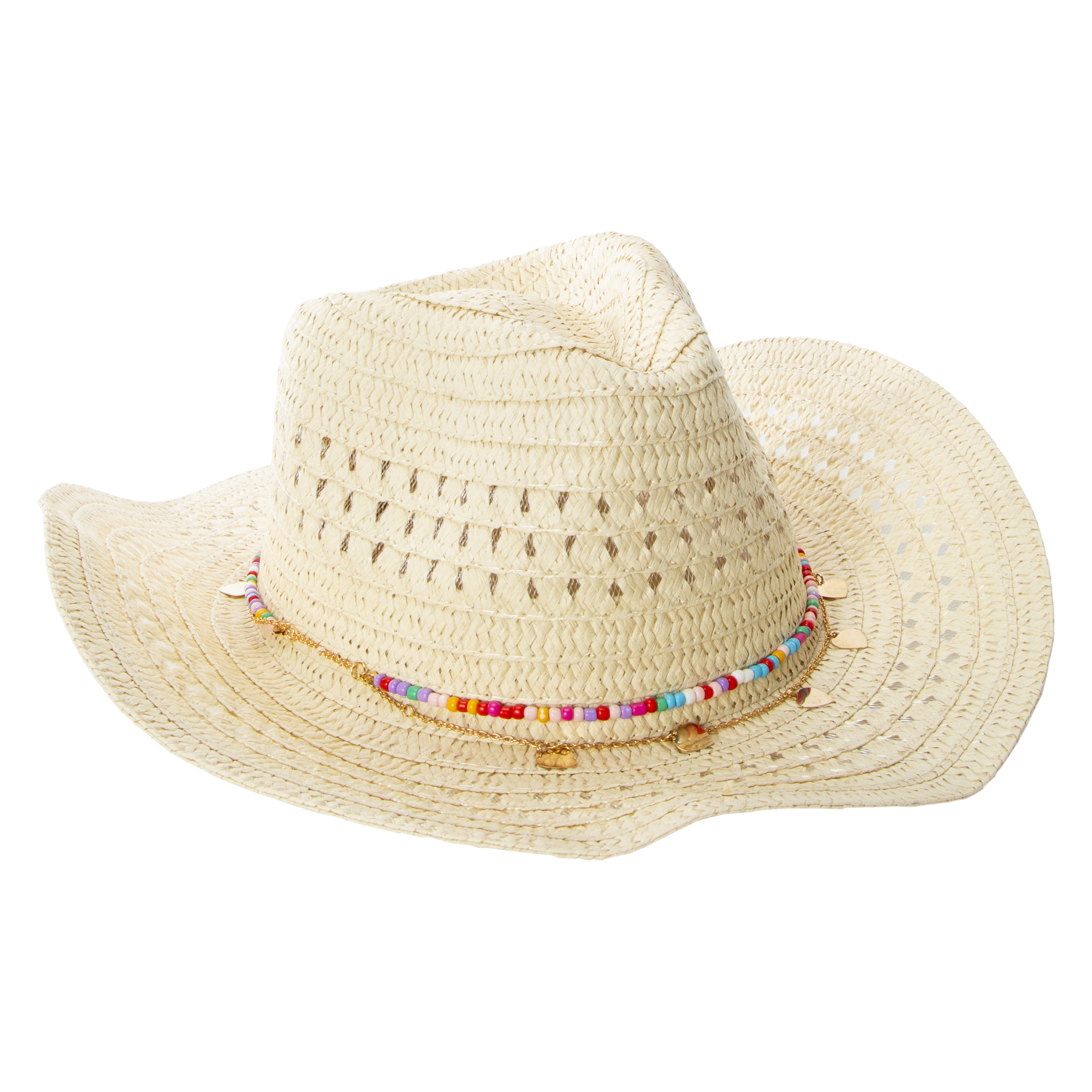 Straw Cowboy Hat With Beads