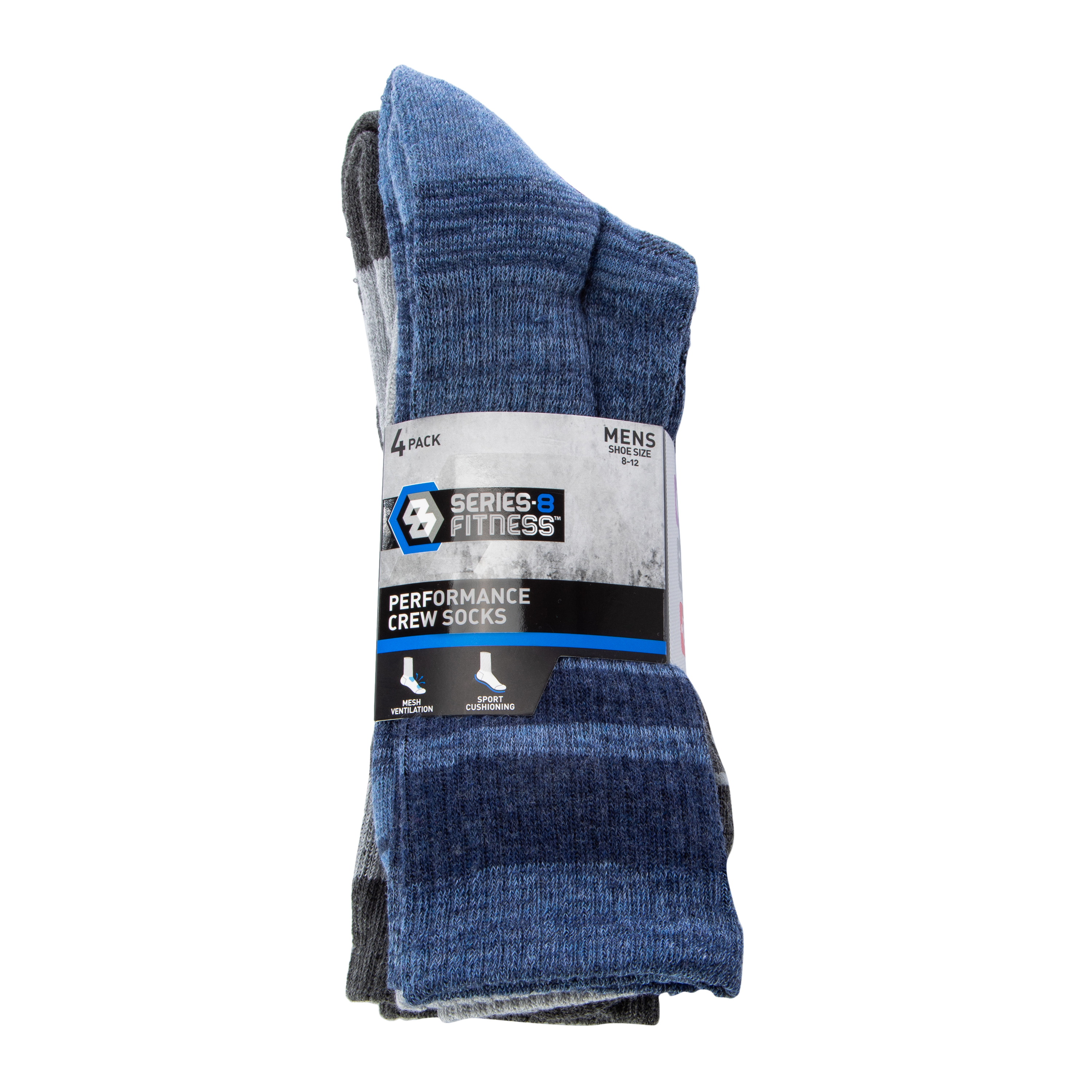 Series-8 Fitness™ Mens Performance Crew Socks 4-Pack