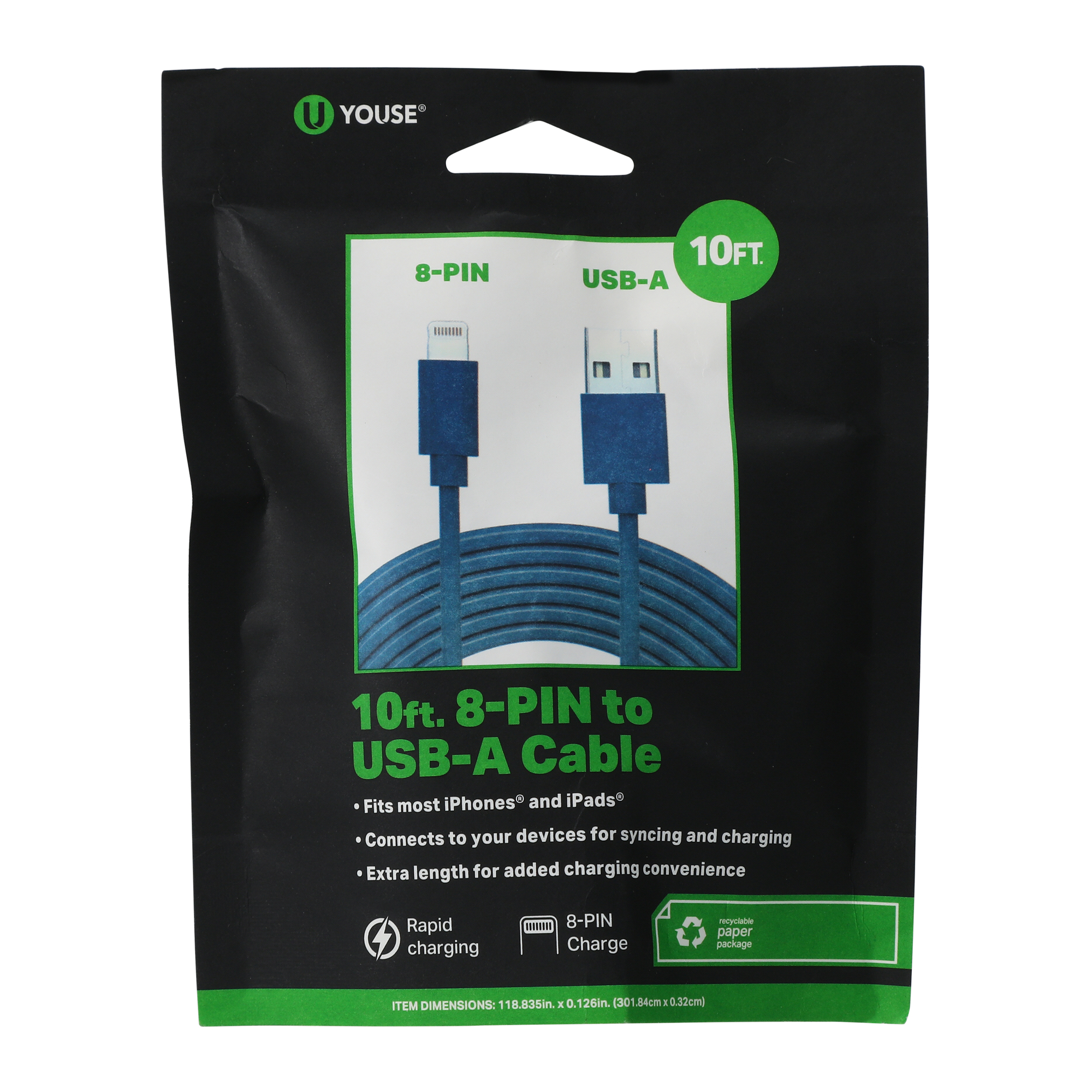 10ft 8-pin charging cable