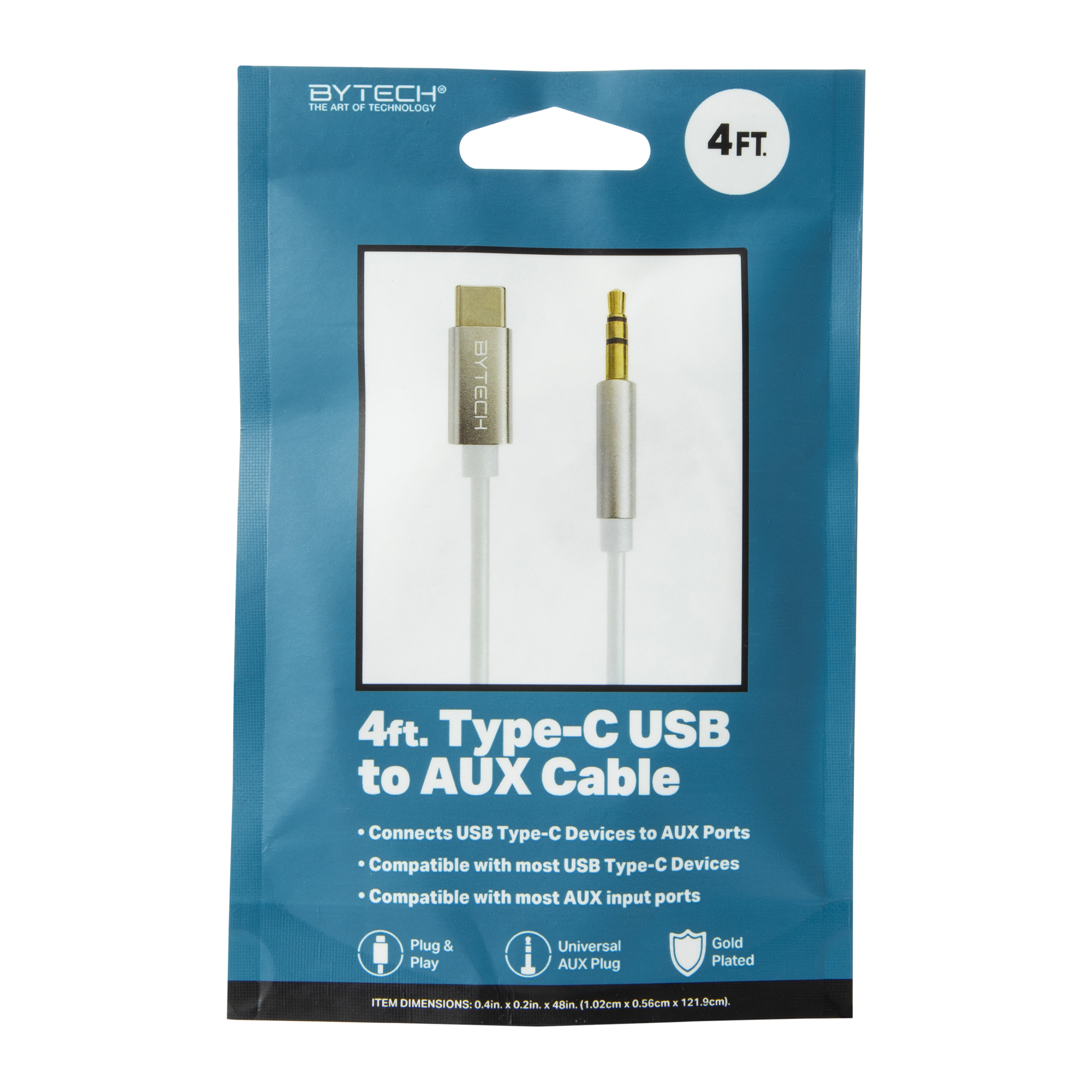 4ft USB-C to aux cable