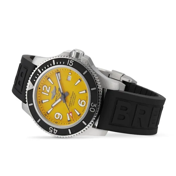 Breitling Superocean Men Automatic Yellow Rubber Watch A17367021I1S2