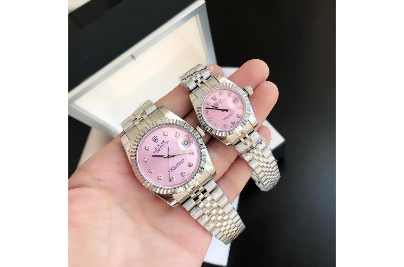 Couple Watches Rolex Datejust 36/28mm SS/SS Jub Pink/Dial