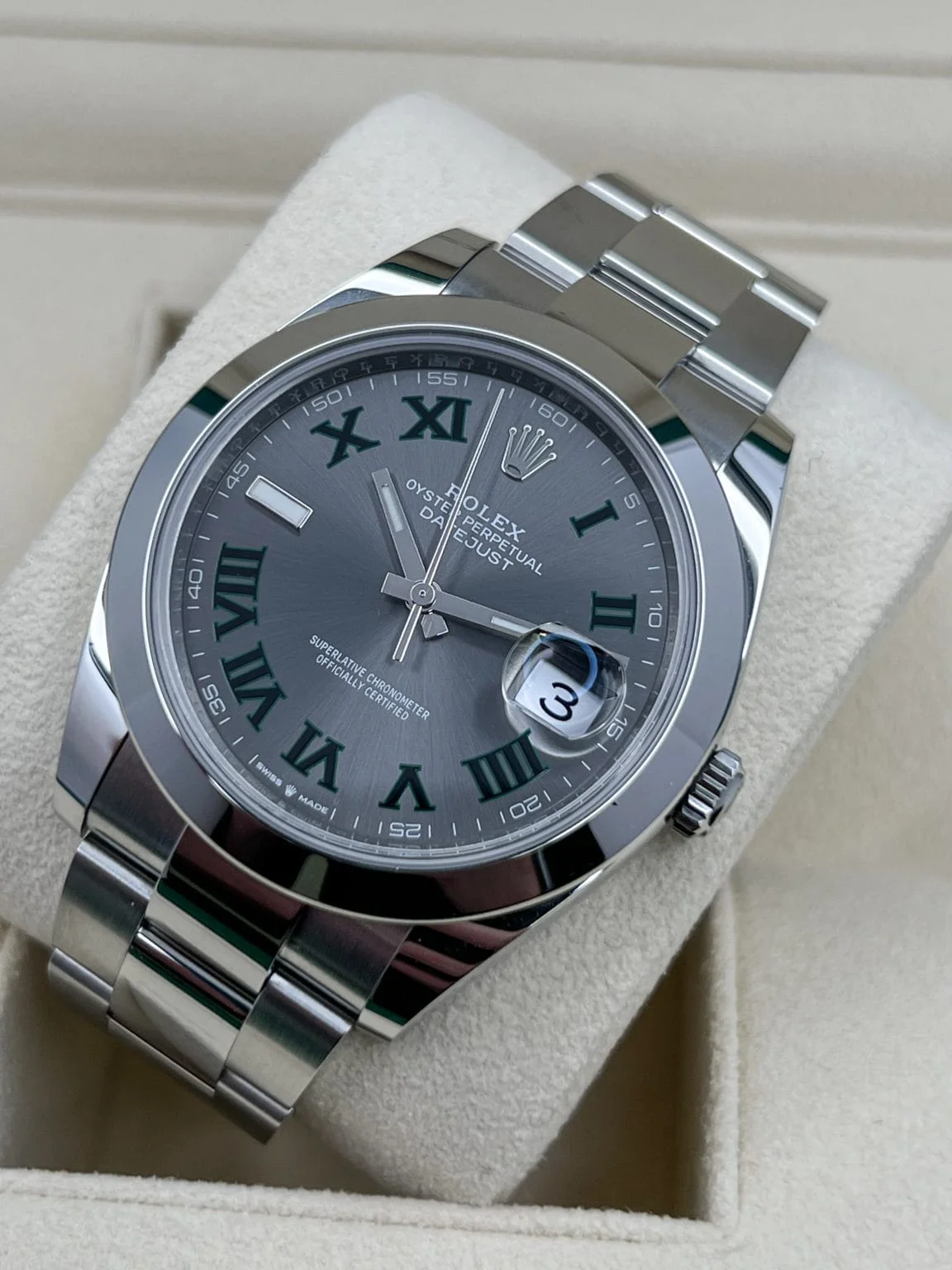 Superclone Rolex Datejust 41mm Rhodium Dial 126300  Wimbledon  Oyster