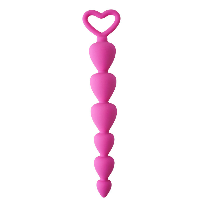 Heart-shaped Anal Stimulation Pulling Ball Silicone Butt Plug