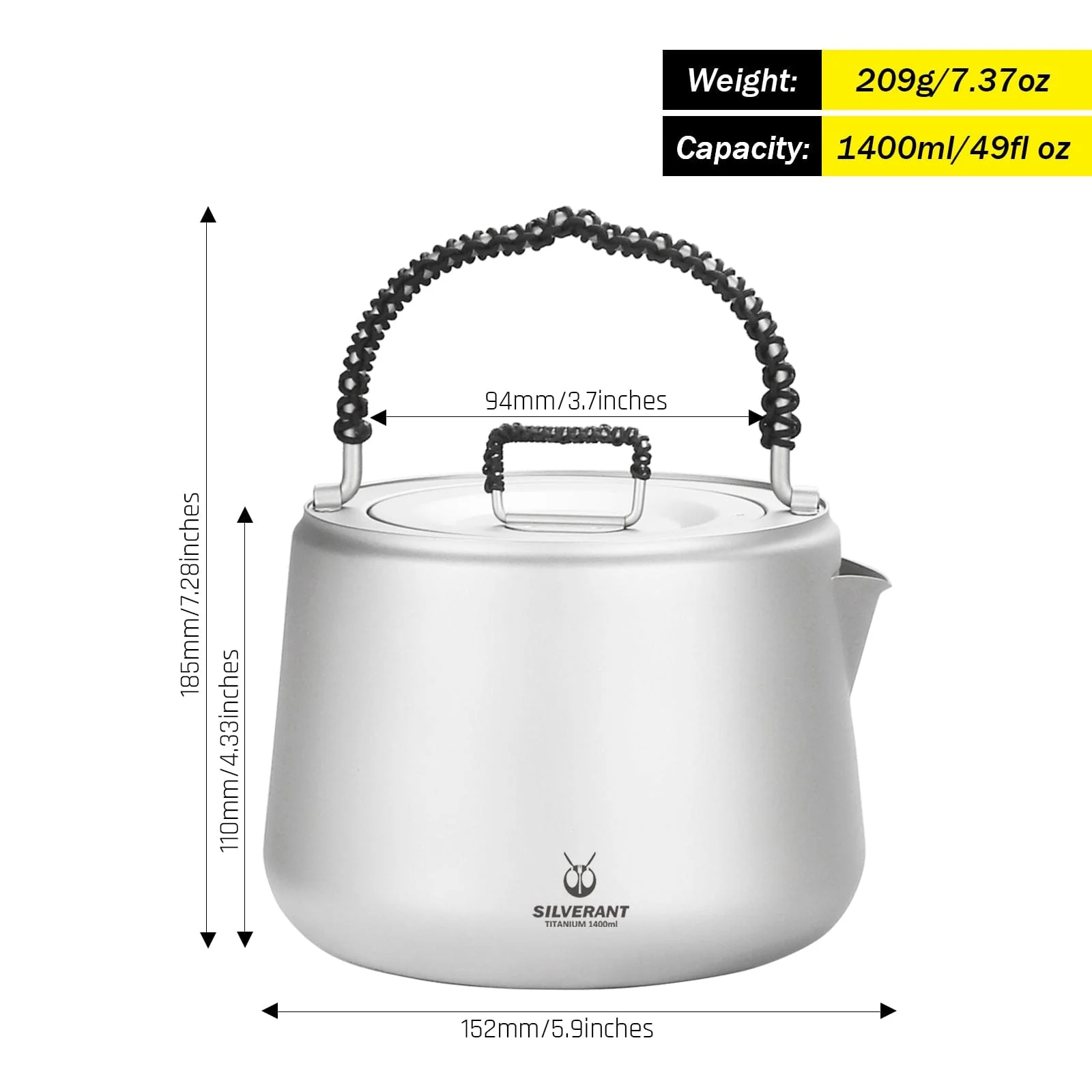 Large Titanium Kettle 1400ml/49 fl oz