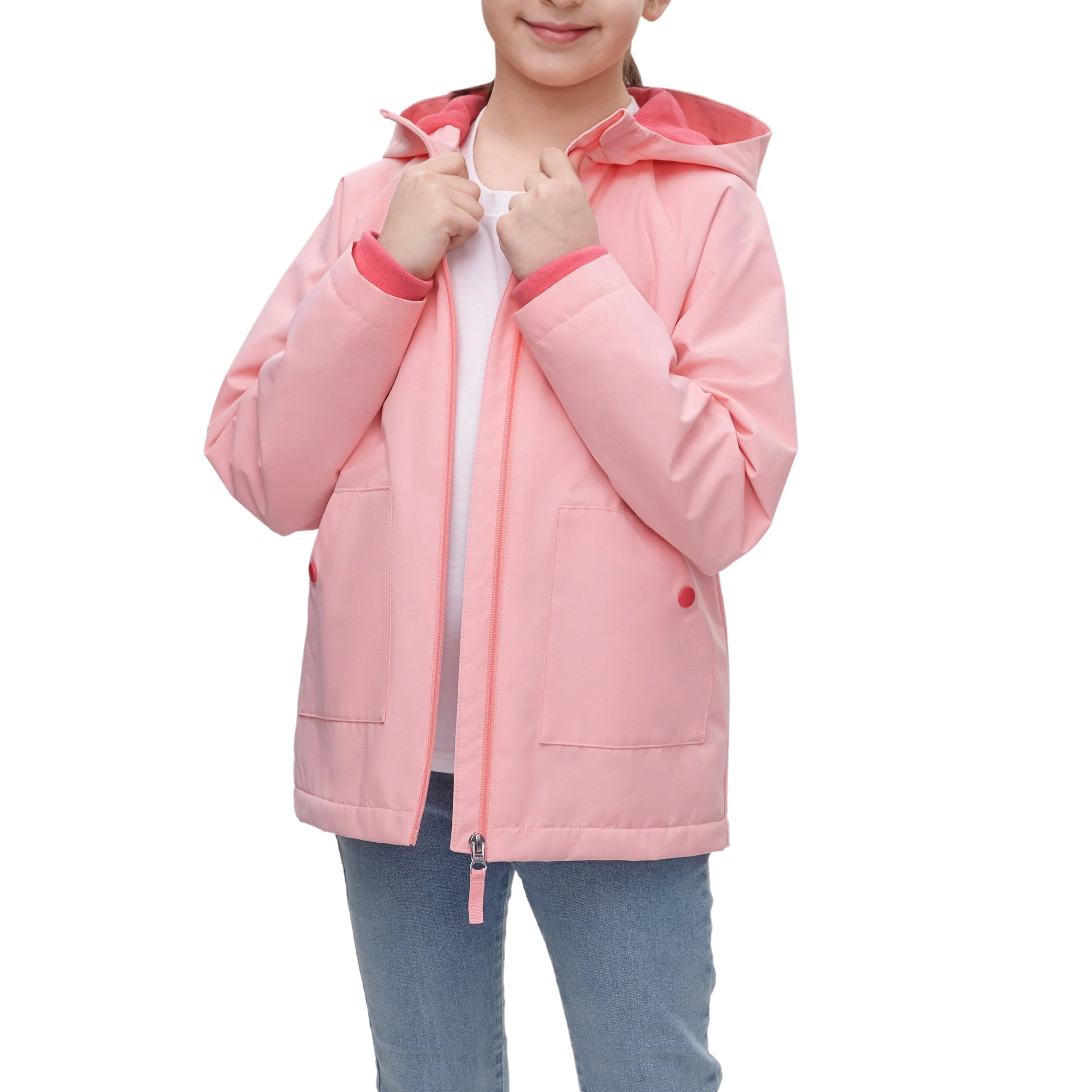 Girl's Hooded Water-Resistant Parka Windbreaker Jacket
