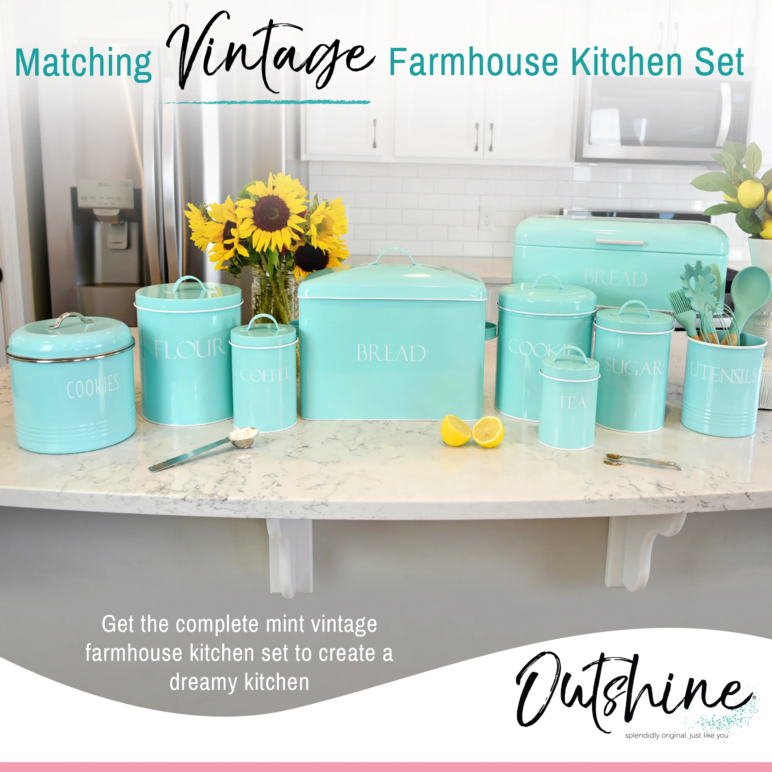 Outshine Vintage Farmhouse Metal Kitchen Utensil Holder