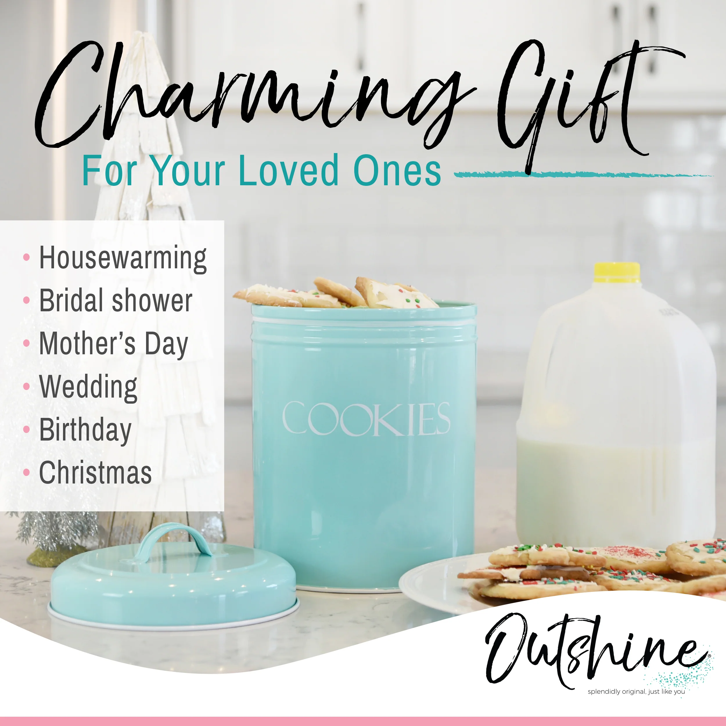 Outshine Metal Kitchen Farmhouse Canister and Jar with Airtight Lids