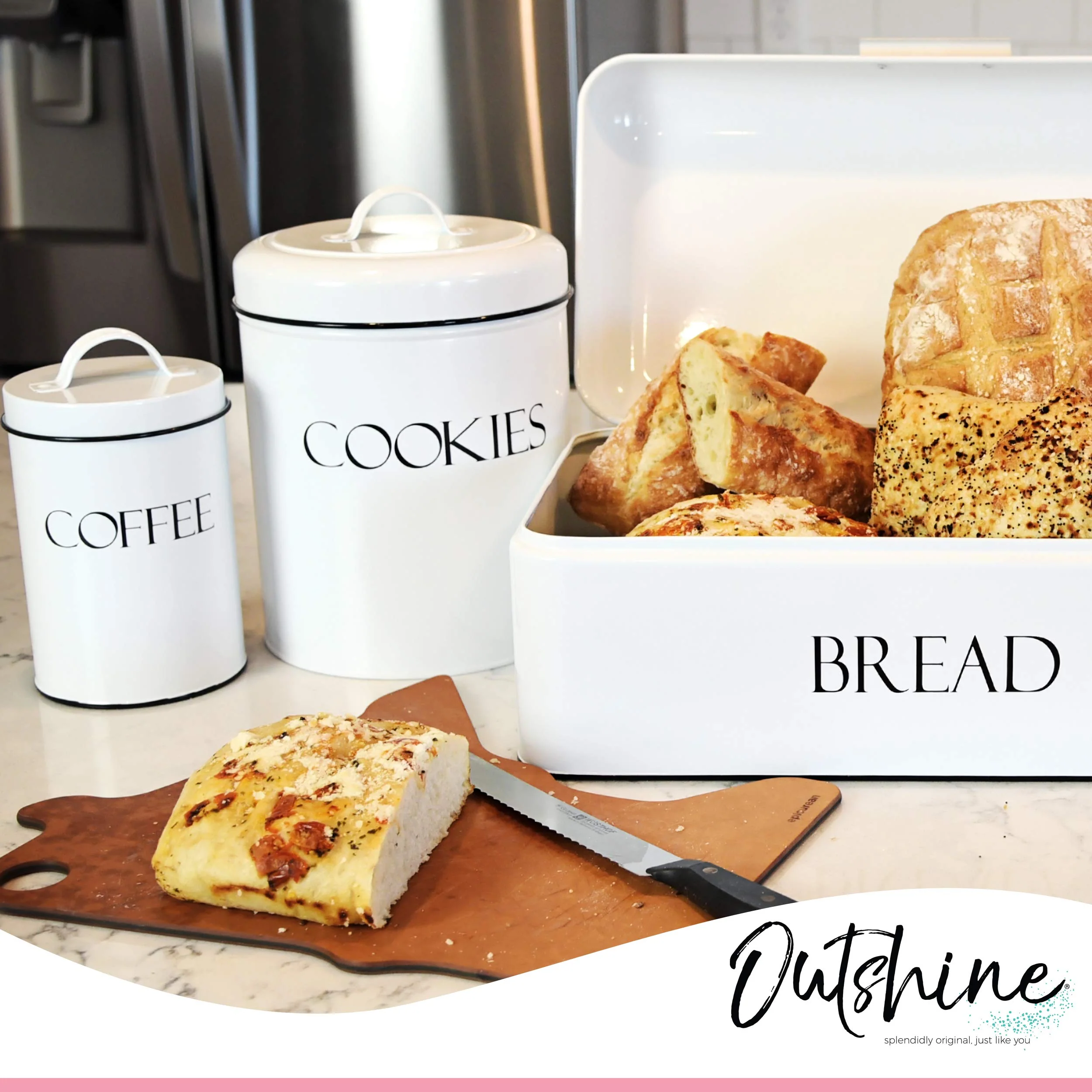 Outshine Metal Kitchen Farmhouse Canister and Jar with Airtight Lids