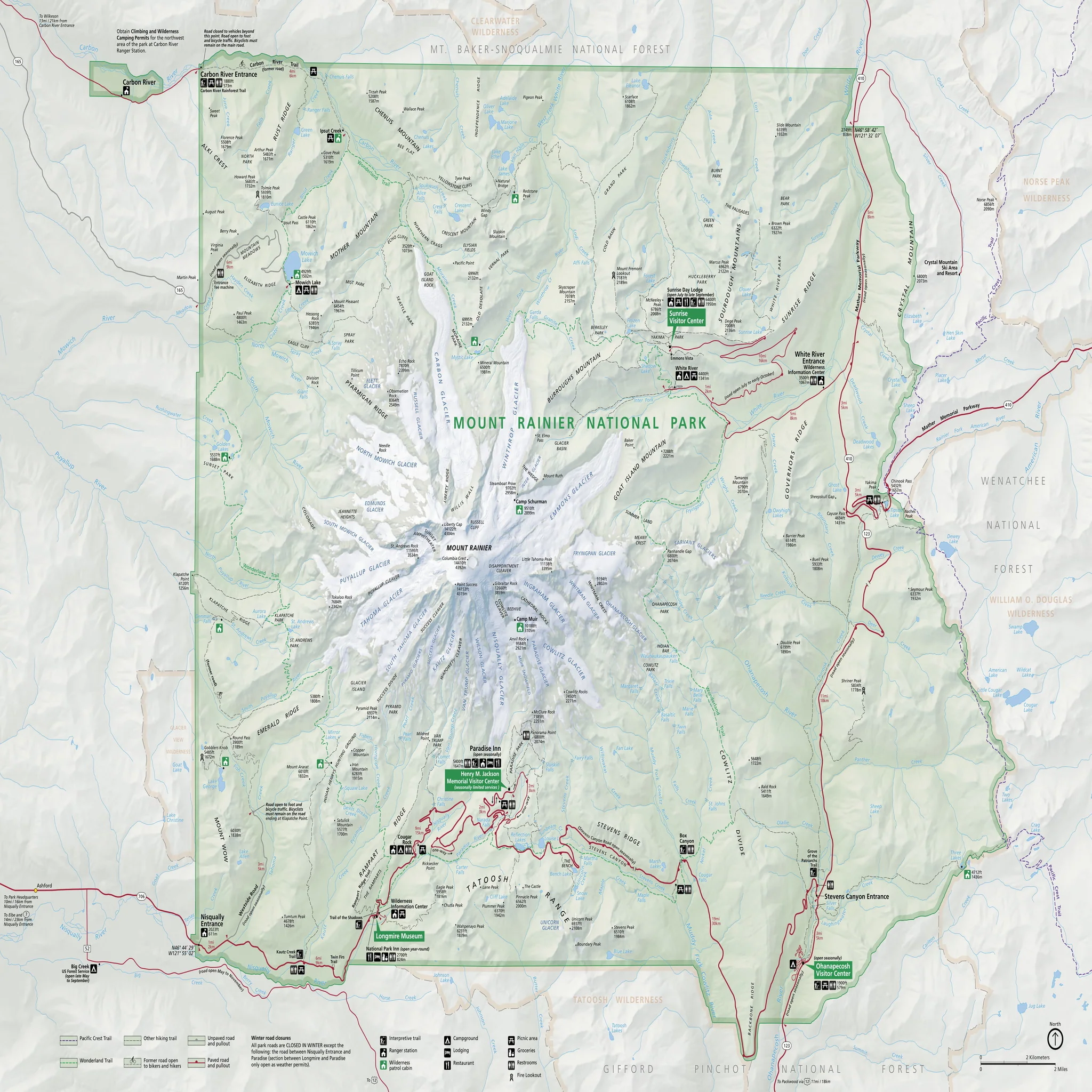 Mount Rainier National Park Map Neck Gaiter