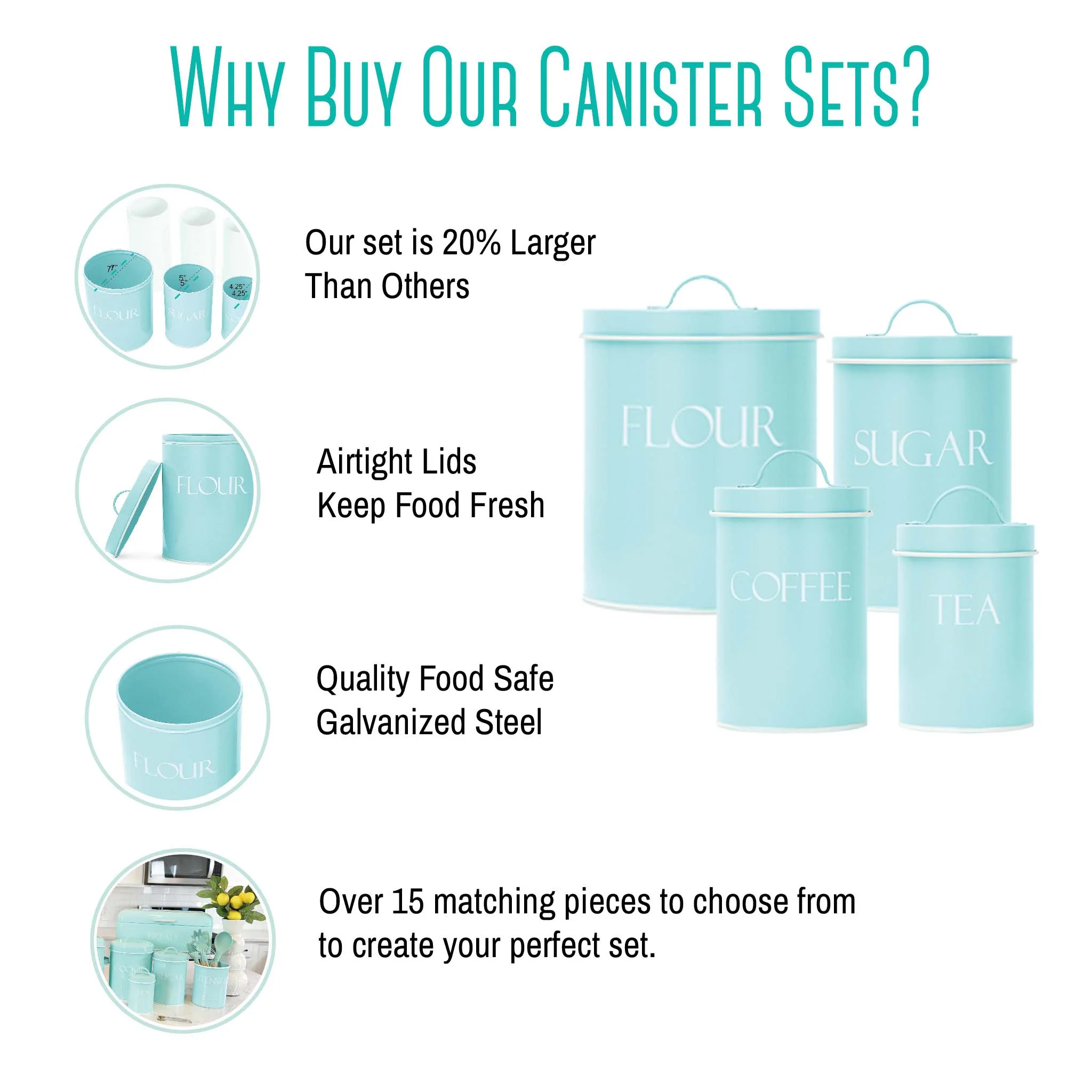 Outshine Metal Nesting Kitchen Canisters Farmhouse design Multi color