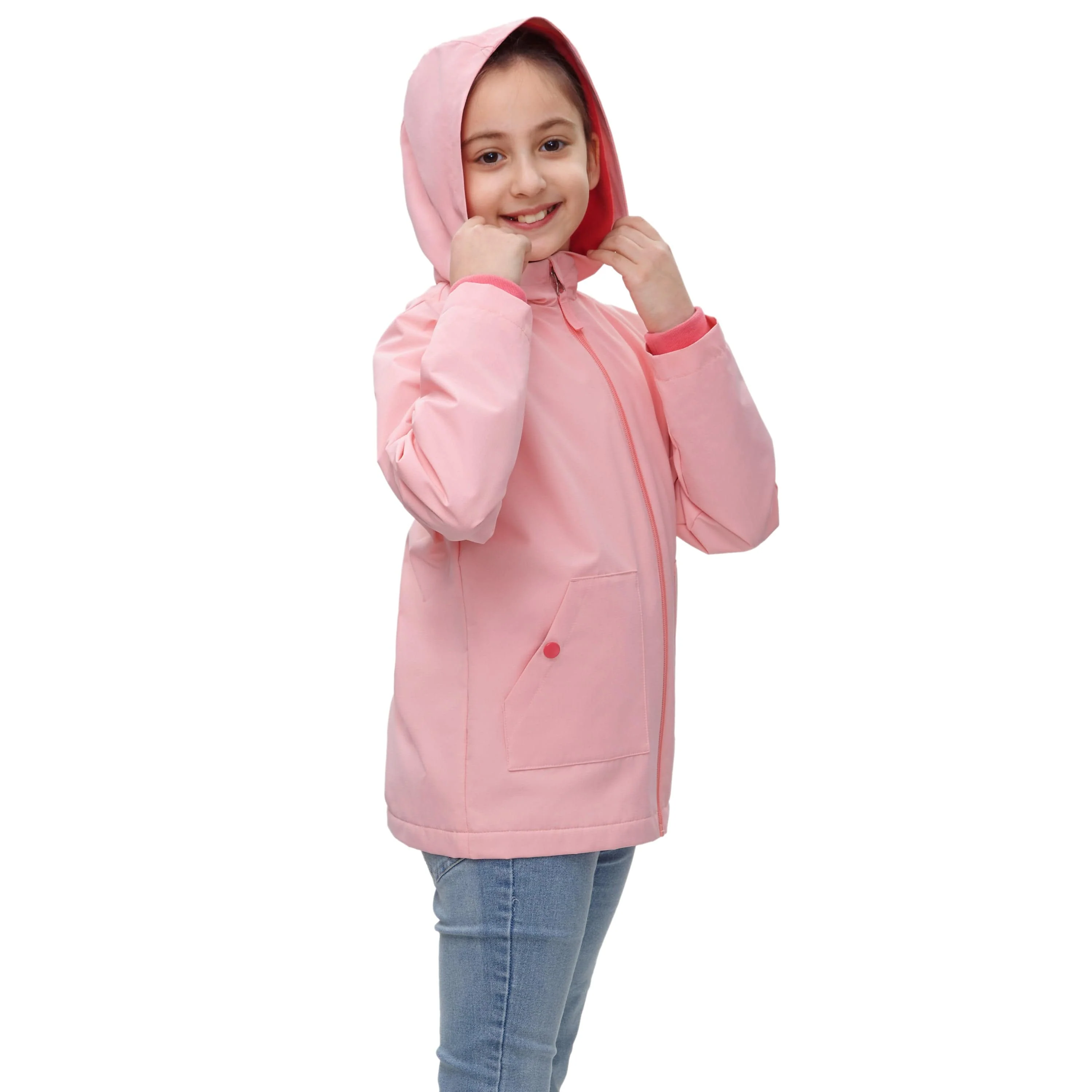 Girl's Hooded Water-Resistant Parka Windbreaker Jacket
