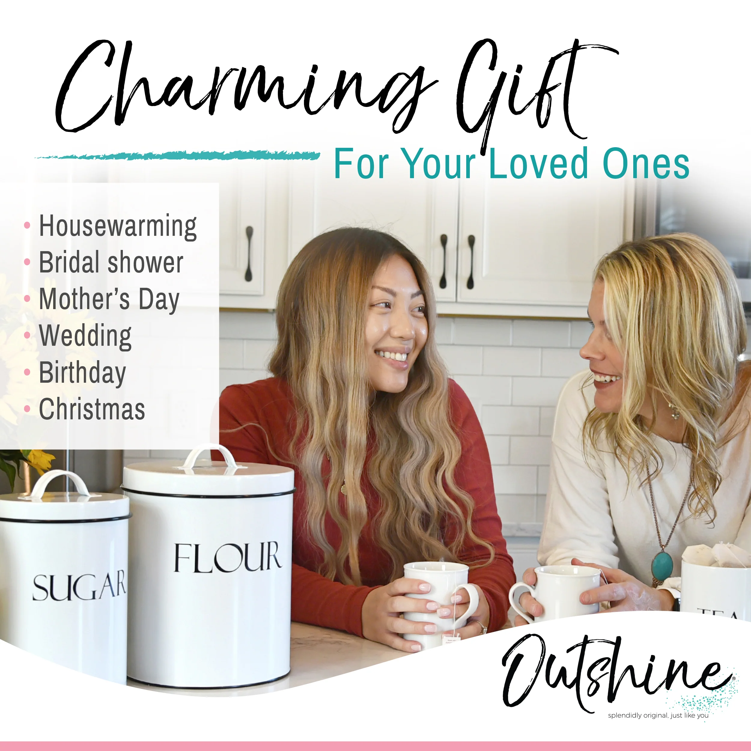 Outshine Metal Kitchen Farmhouse Canister and Jar with Airtight Lids