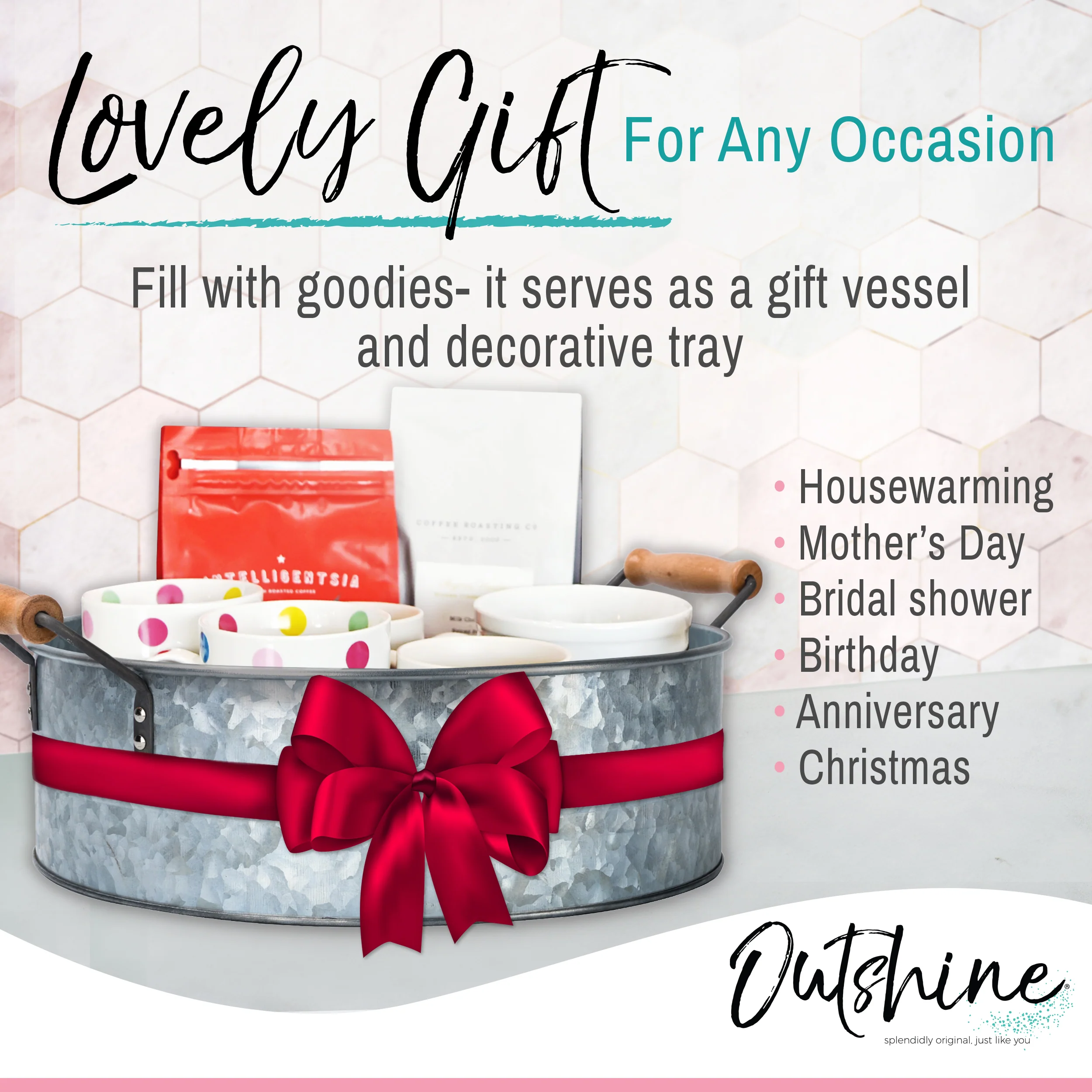 Outshine Farmhouse Kitchen Decor Decorative Metal Storage Tray Coffee Table