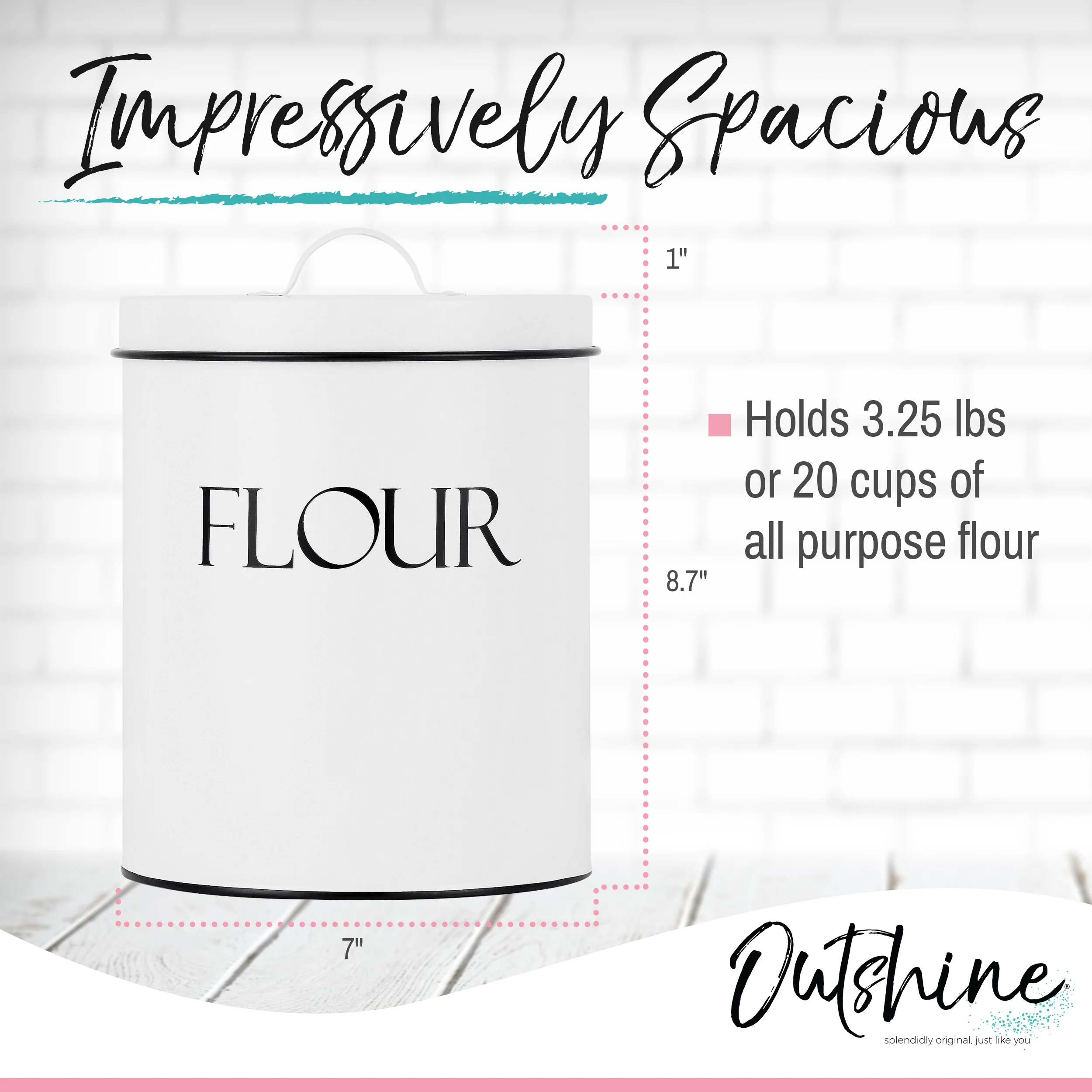 Outshine Metal Kitchen Farmhouse Canister and Jar with Airtight Lids