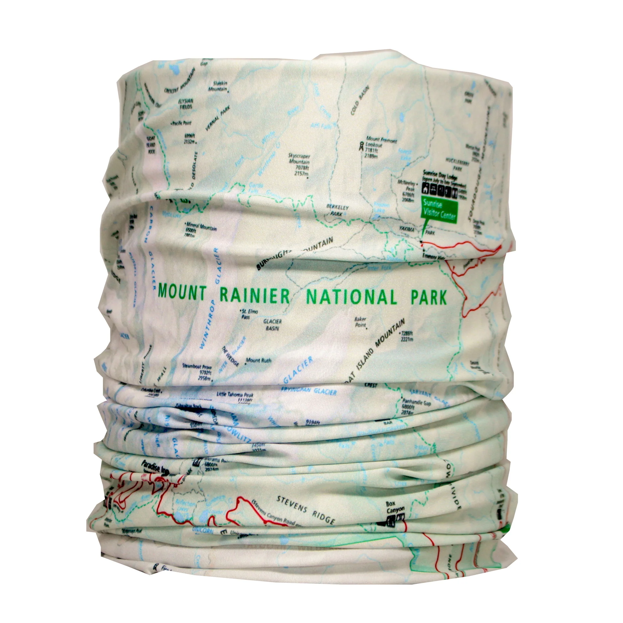 Mount Rainier National Park Map Neck Gaiter