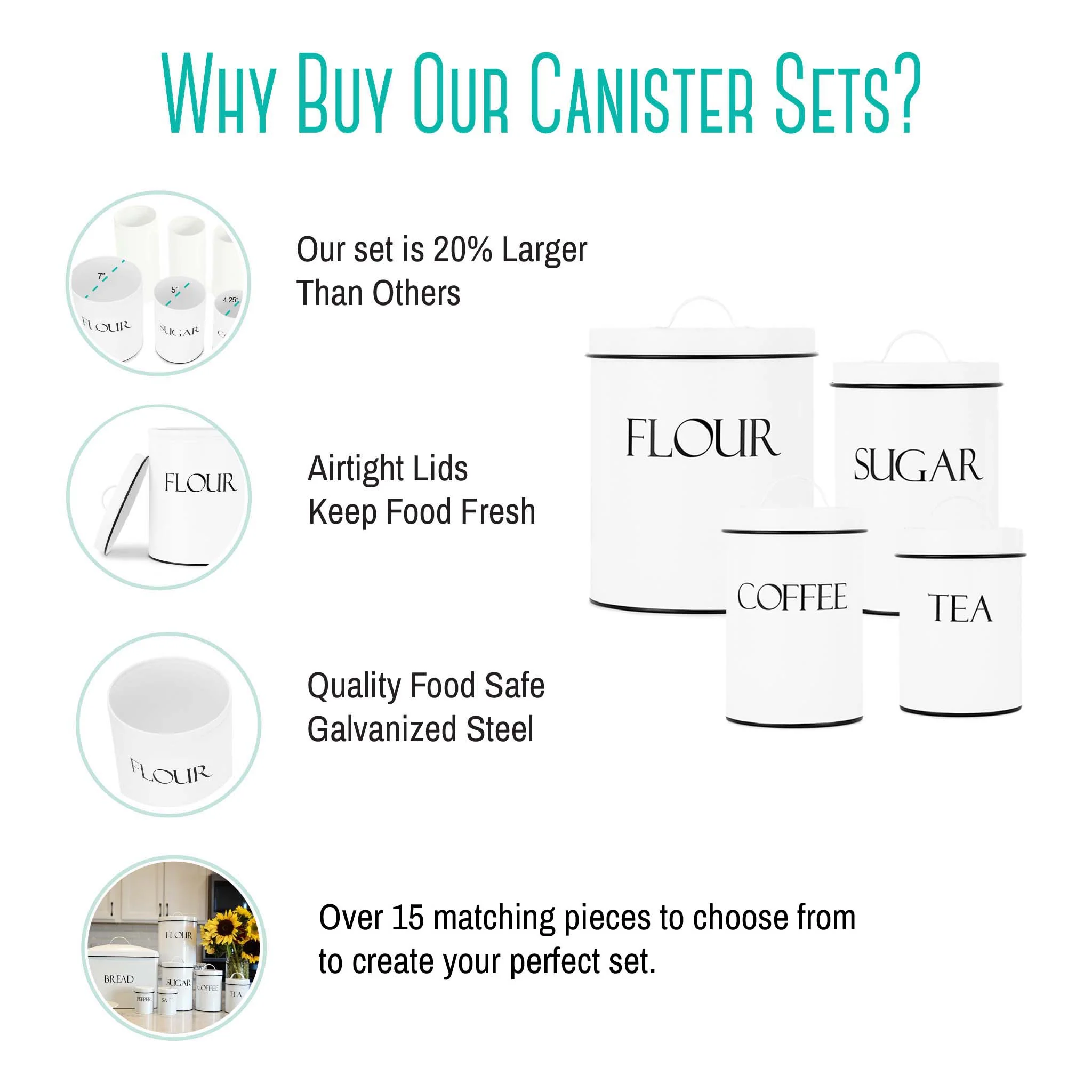 Outshine Metal Nesting Kitchen Canisters Farmhouse design Multi color