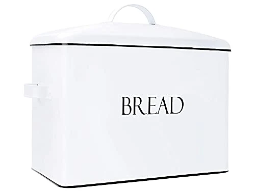 OUTSHINE Farmhouse Extra Large Bread Box for Kitchen Countertop | White Bread Box with Fitted Lid | Vintage Bread Storage Container for Kitchen | Farmhouse Bread Box Countertop Gift