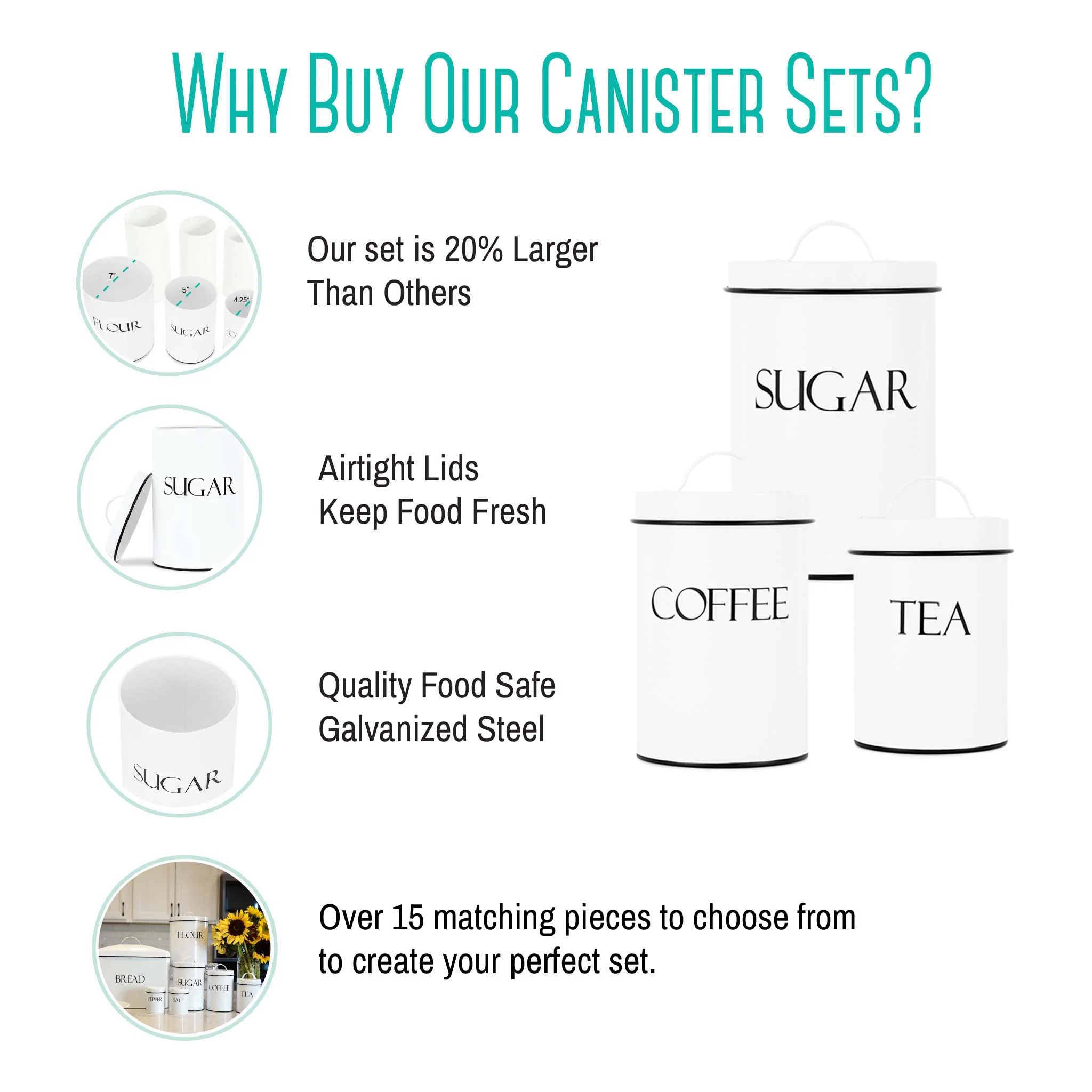 Outshine Metal Nesting Kitchen Canisters Farmhouse design Multi color