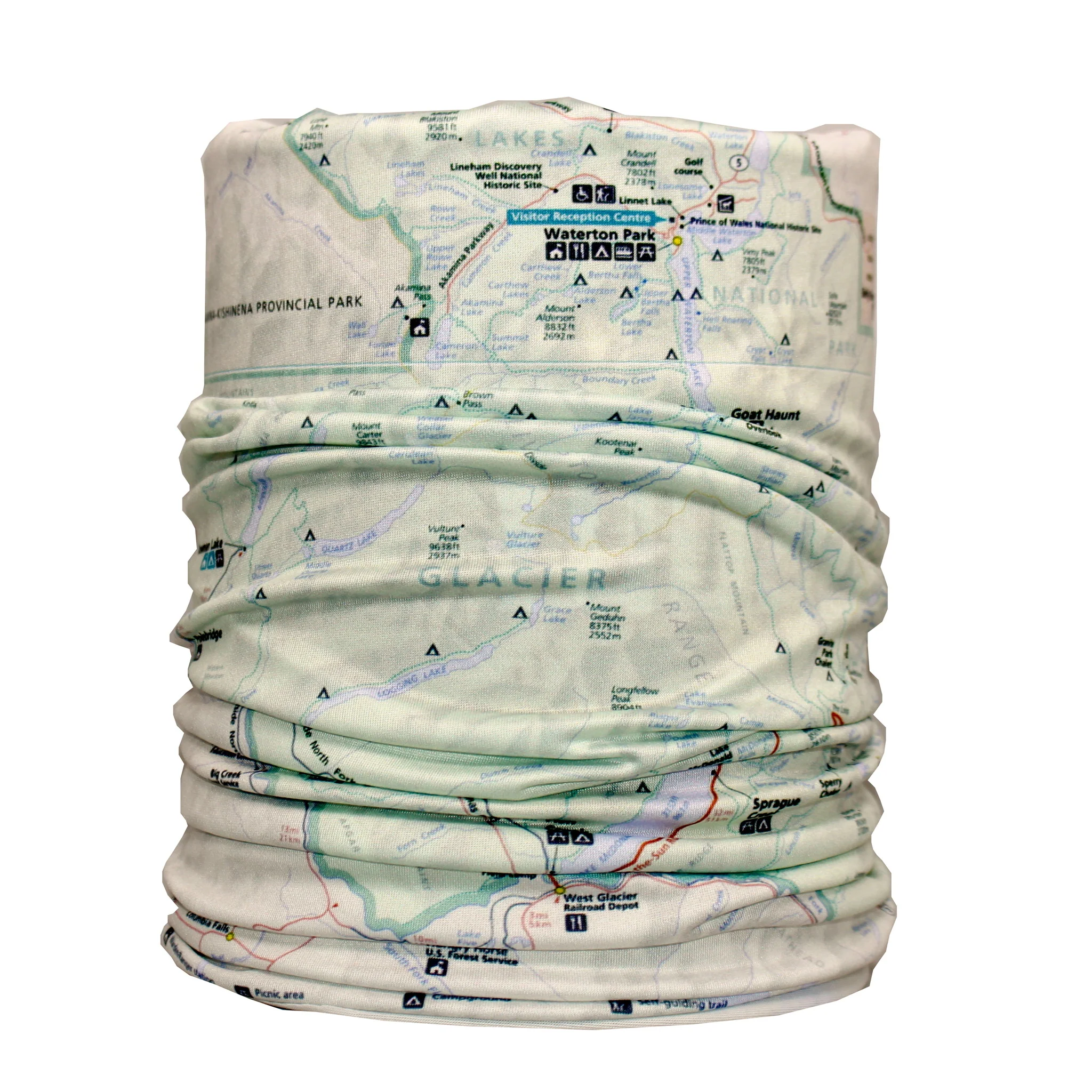 Glacier National Park Map Neck Gaiter