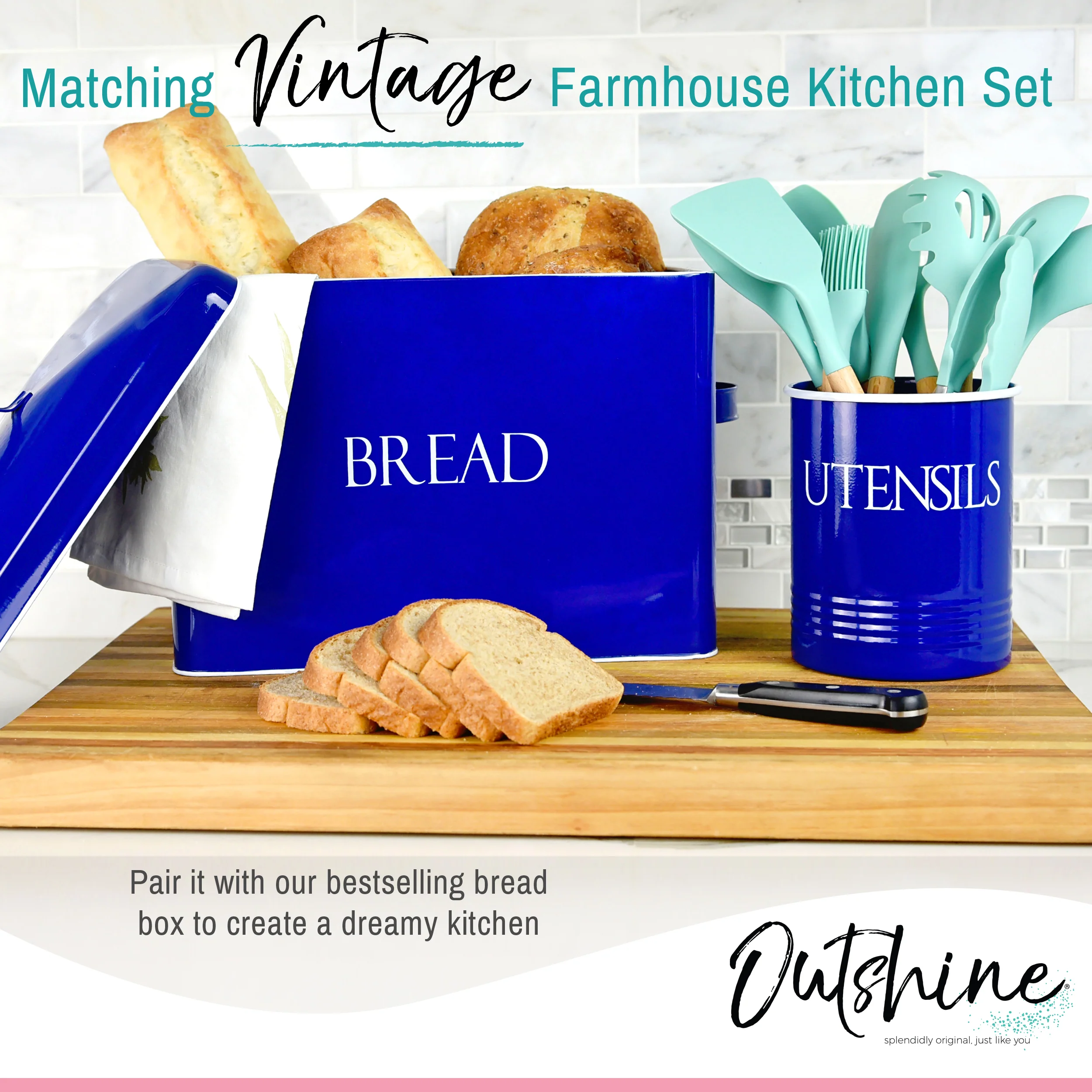 Outshine Vintage Farmhouse Metal Kitchen Utensil Holder