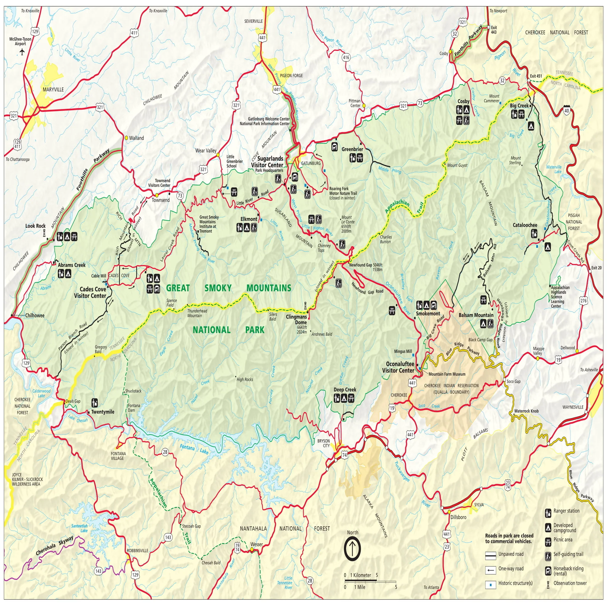 Great Smoky Mountains National Park Map Neck Gaiter