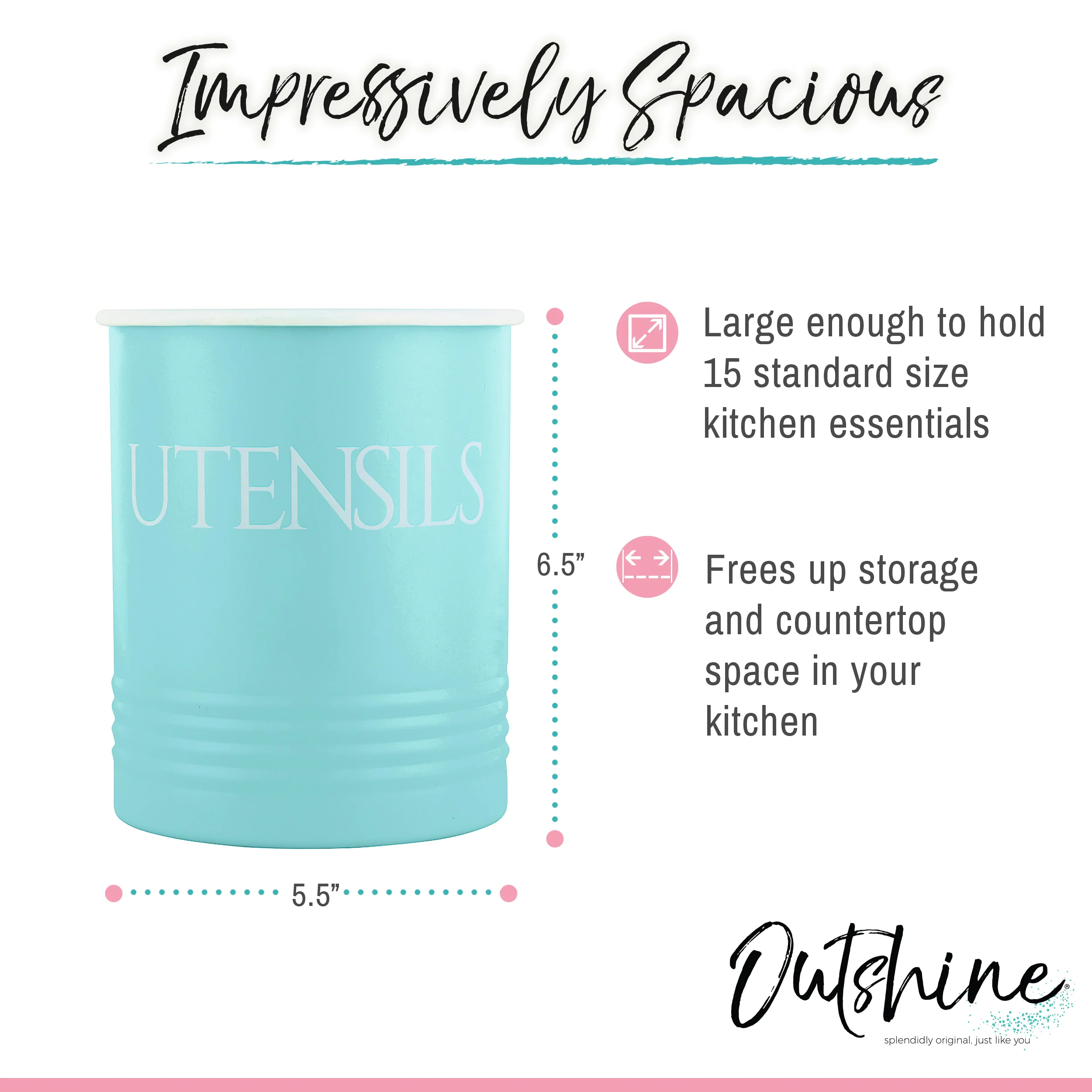 Outshine Vintage Farmhouse Metal Kitchen Utensil Holder