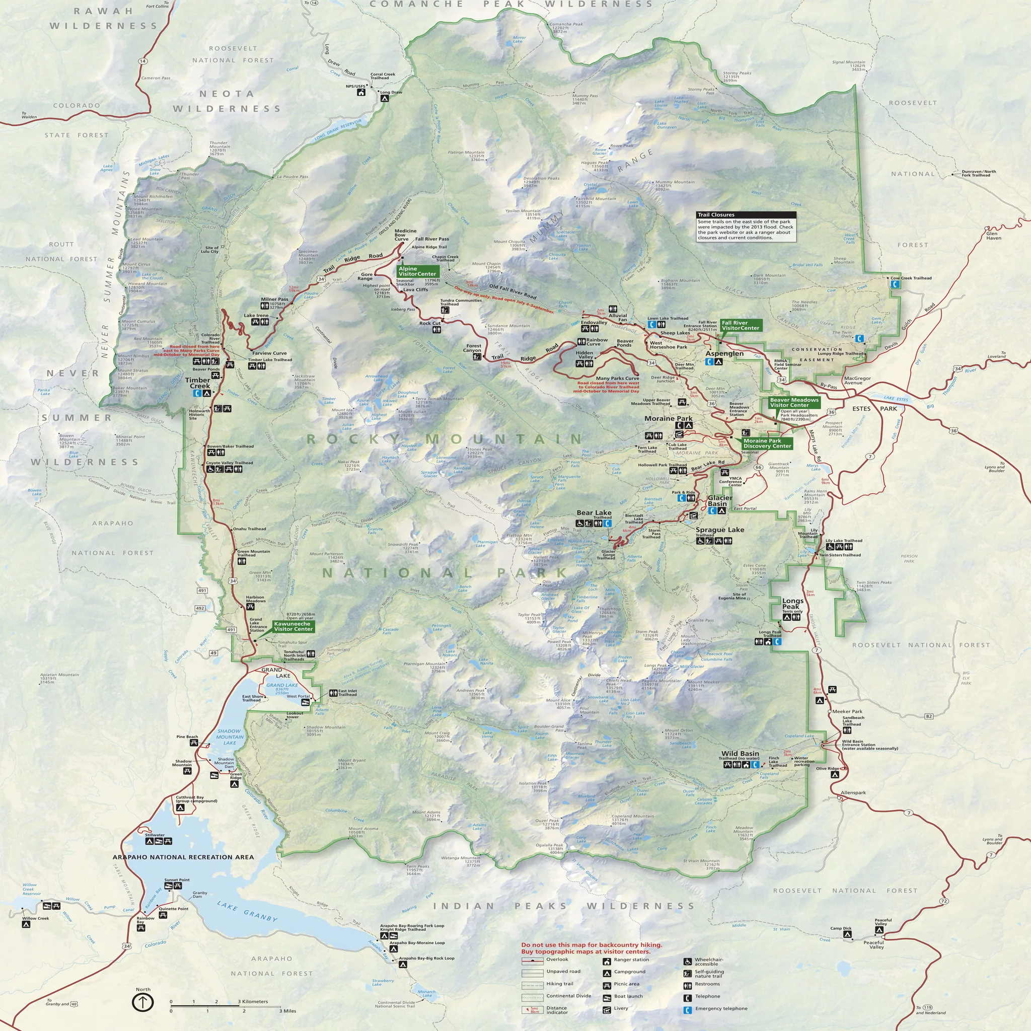 Rocky Mountain National Park Map Neck Gaiter