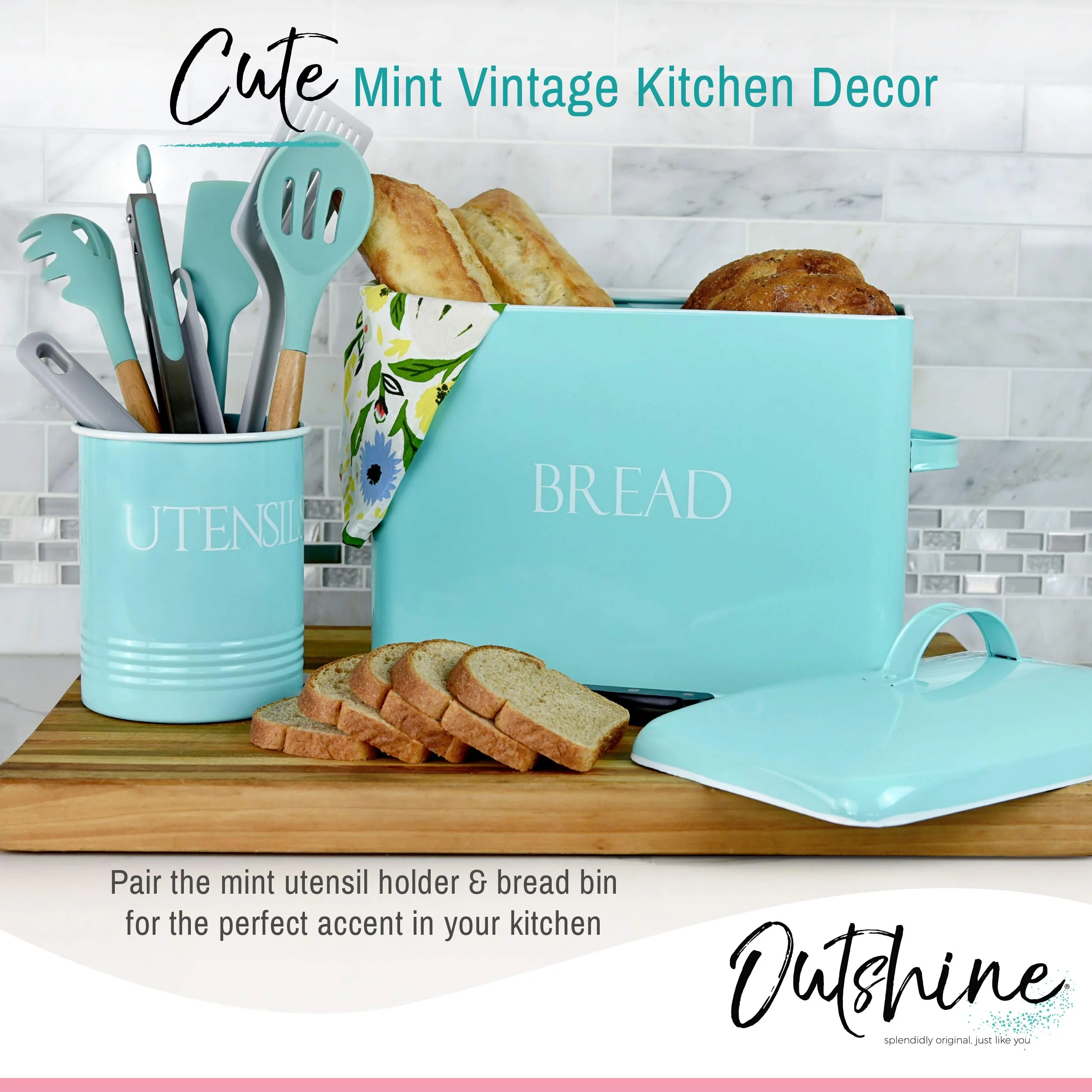 Outshine Vintage Farmhouse Metal Kitchen Utensil Holder